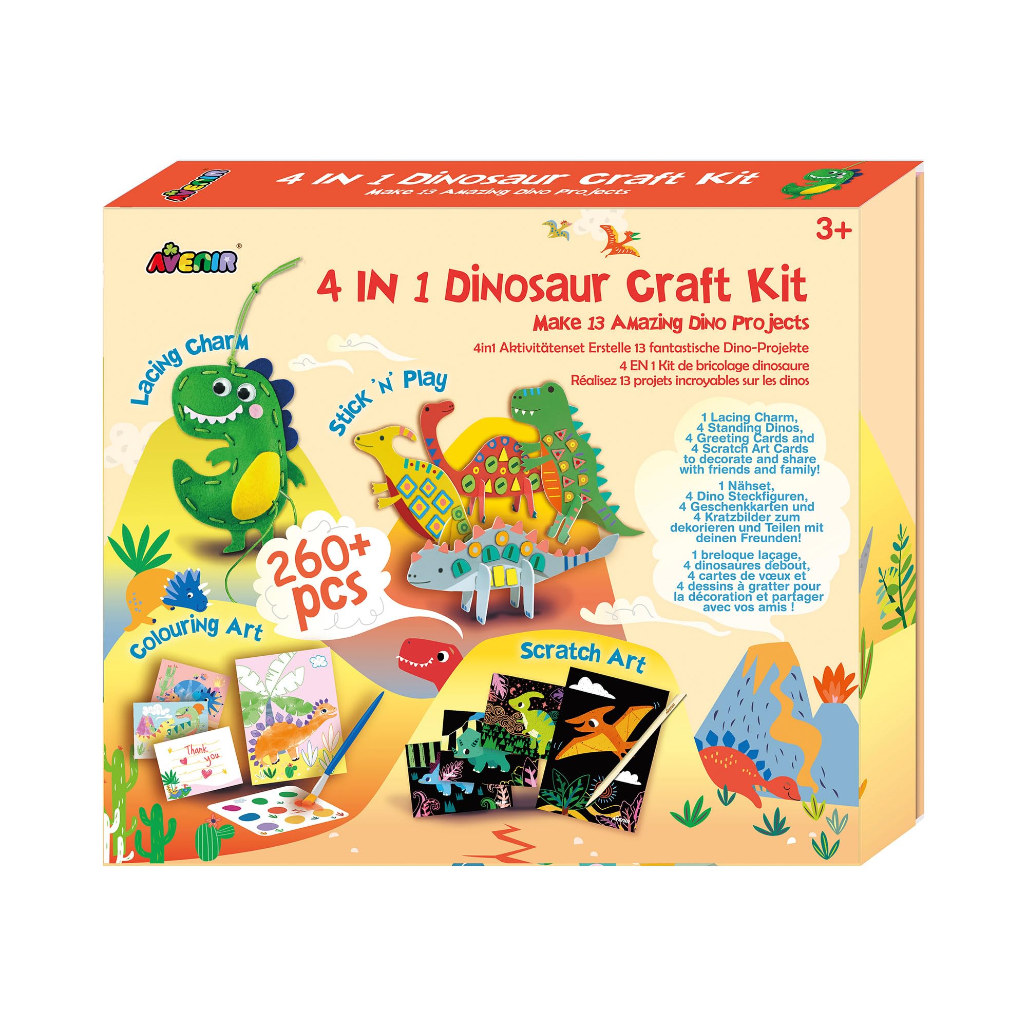 Amazon.com: Avenir 6301773 Dinosaur Creative Set, 4-in-1 Craft Set