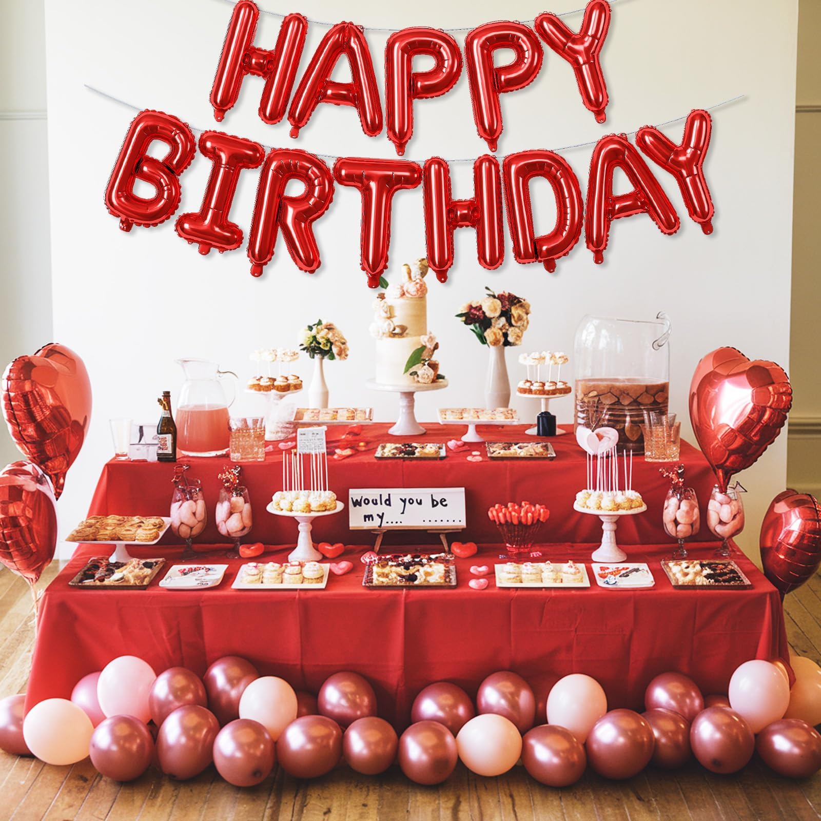 Happy Birthday Balloon Banner - Self-Inflating Foil Letter Balloons, 13-Piece Party Decor Foil Balloon Kit - Foto 2