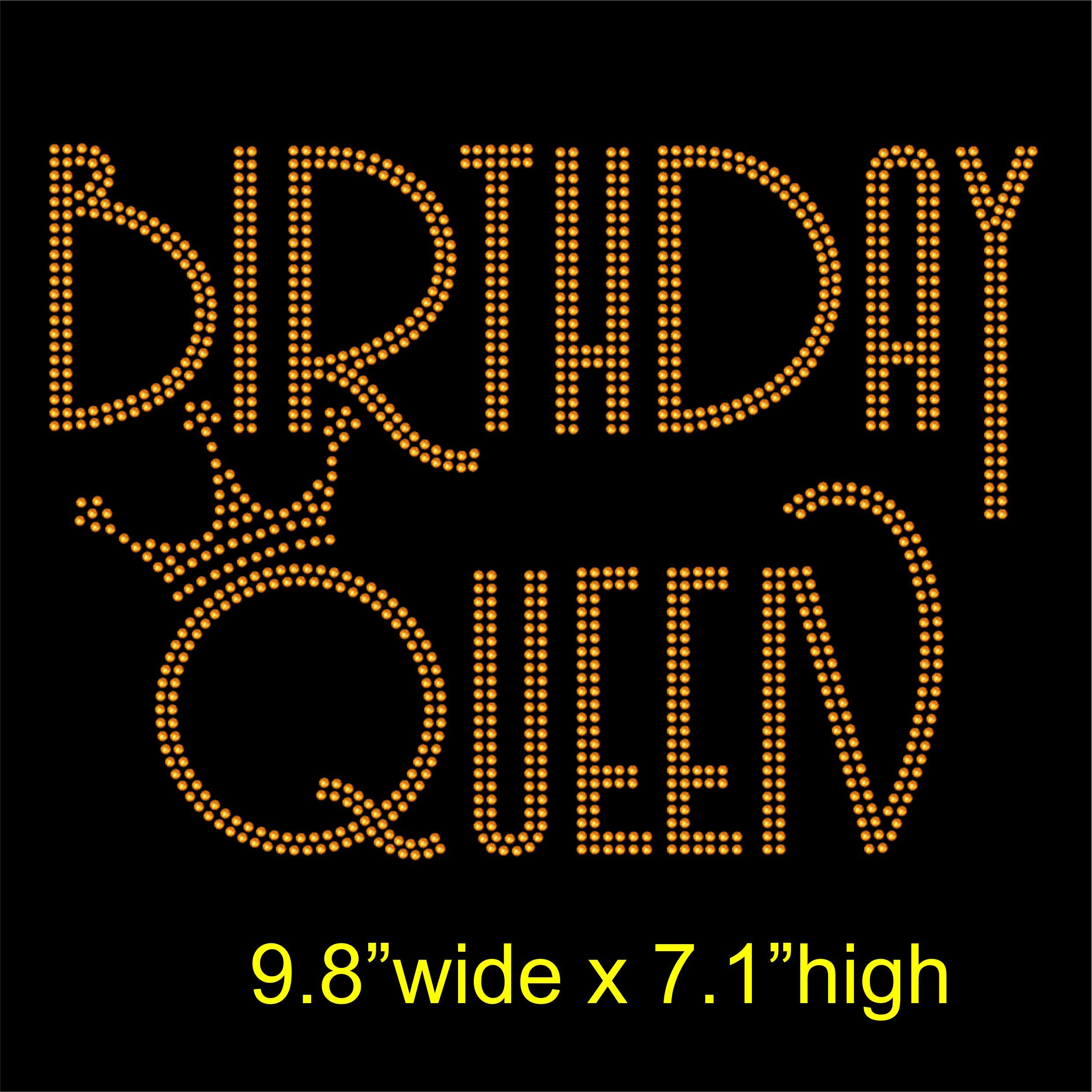 TShirt Showroom Birthday Queen Hotfix Rhinestone Diamante Iron on Transfer Motif Applique