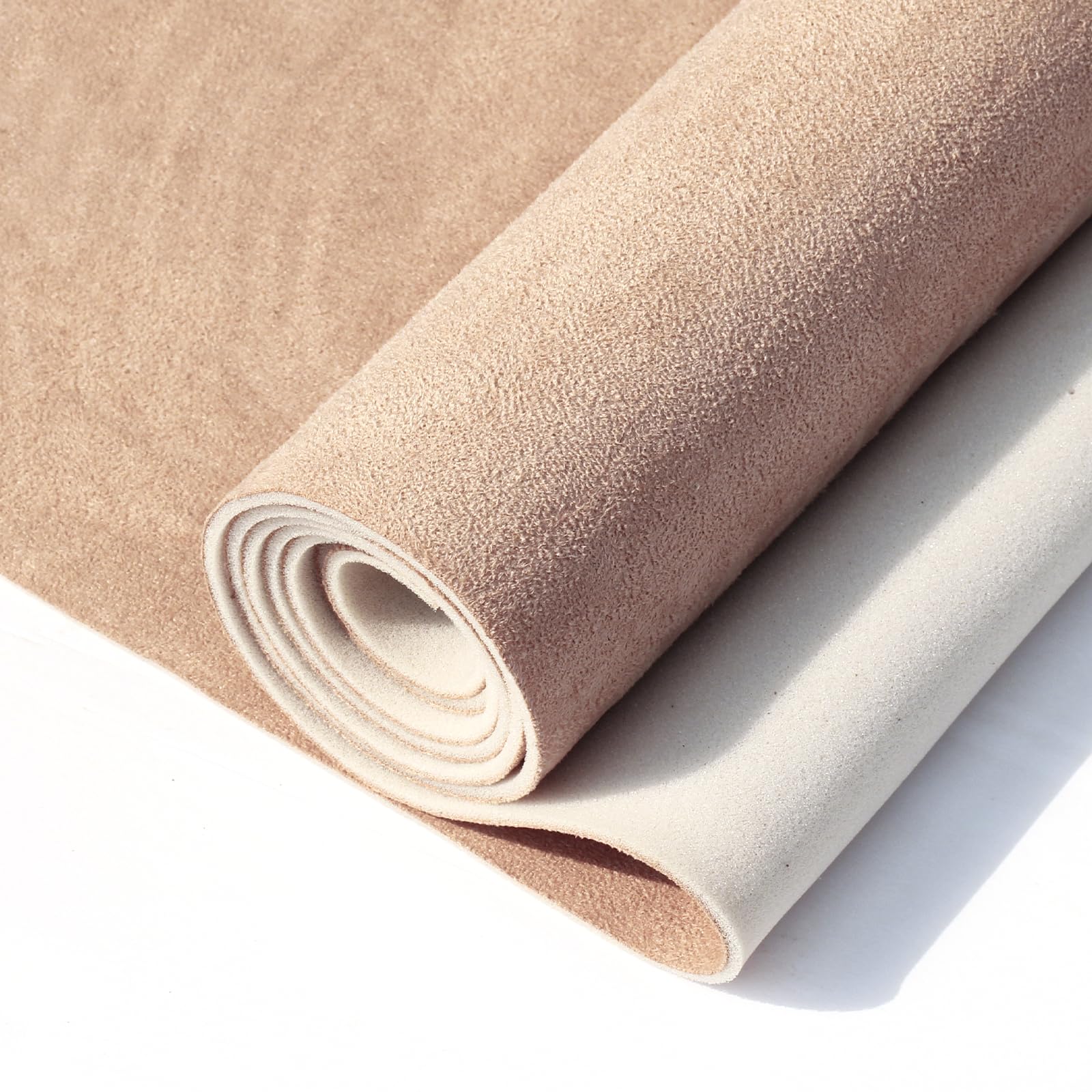 Hiksuky Suede Auto Headliner Fabric 36" L × 60" W with Foam Backing - Beige Interior Replacement Material for Car/Truck/SUV/RV Roof, Tube Packaging - Home Repair/DIY Headliner Material