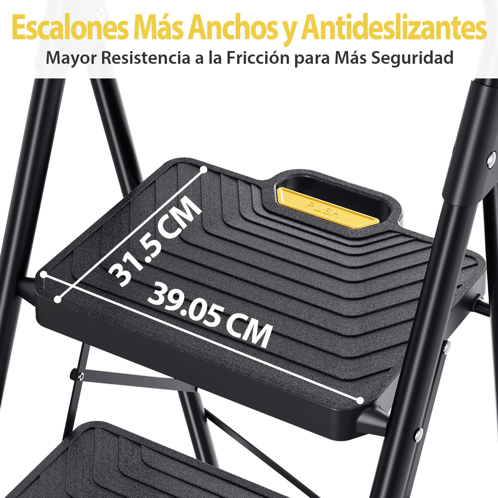 KINGRACK Escalera de 4 escalones, Taburete de Acero Resistente con Pedales Anchos Antideslizantes, pasamanos, diseño de Bloqueo Seguro, Prueba de Carga de 800 Libras, Escalera portátil Plegable para