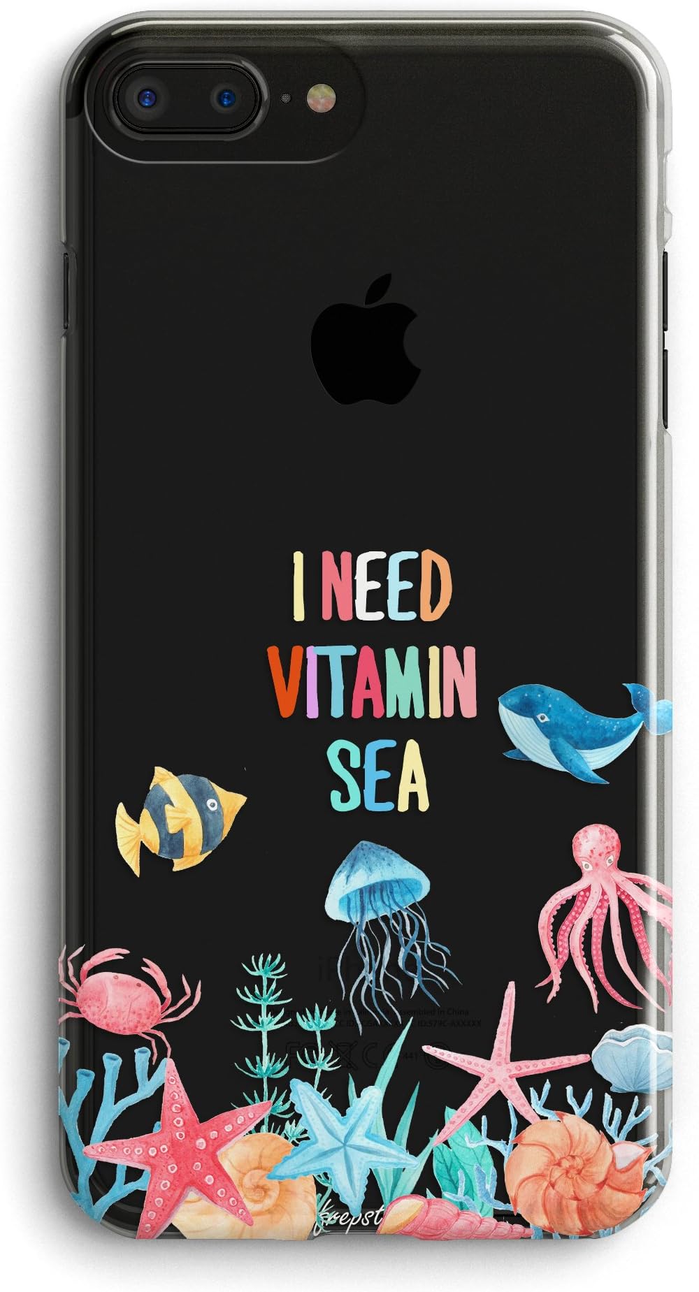 iPhone 6s Case,iPhone 6 Cute Case,Girls Seaworld Whale Starfish Saying I Need Vitamin Sea Ocean Anemone Fish Shells Octopus Summer Clear Rubber Case Compatible for iPhone 6s/iPhone 6