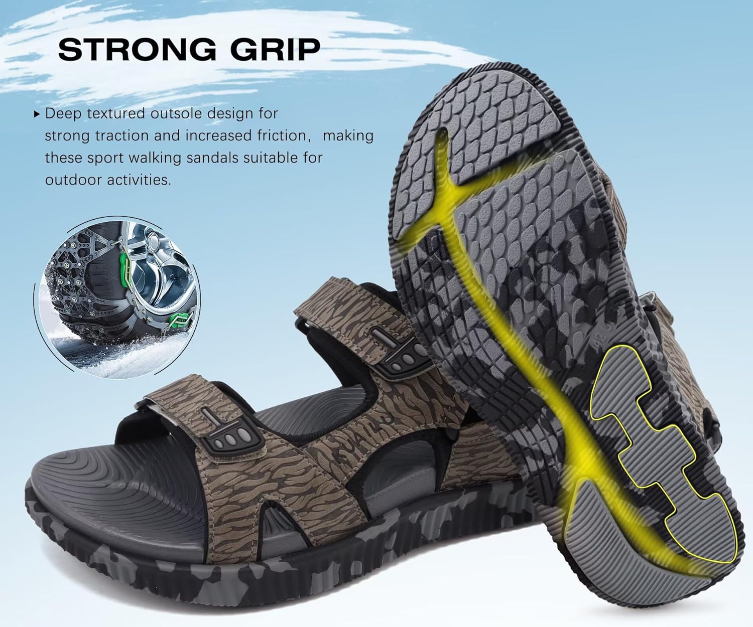 KuaiLu Men’s Orthotic Sandals Comfortable Arch Support Foam Cushion Hiking Walking Sandles Fashion Camouflage Adjustable Sport Recovery Athletic Shoes For Man Urban Outdoor - Image 4