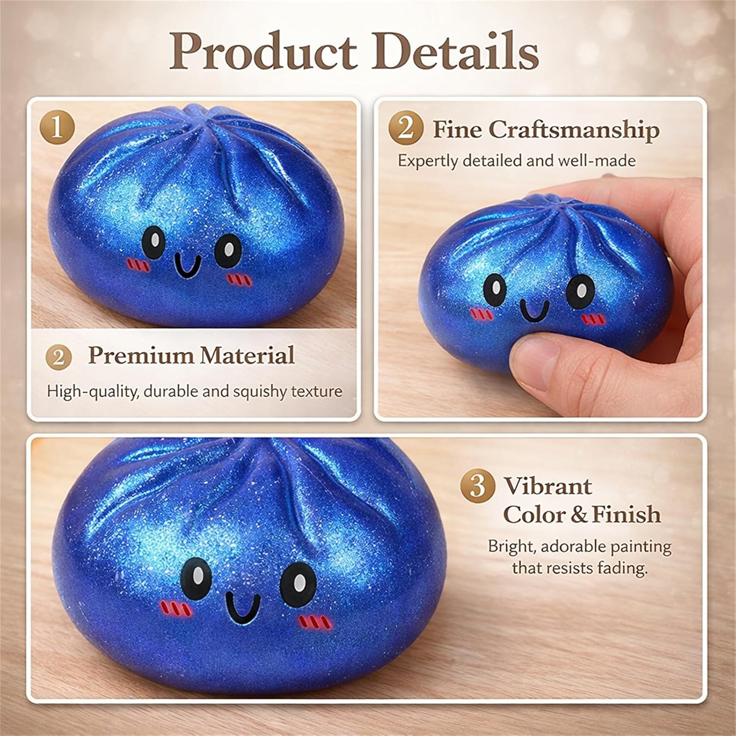 Dumpling Squishy, Random Glitter Dumpling, 12 Colors Squishy Dumplings with Box, Soft Squeeze Toy for Stress Relief (Random-6PCS)