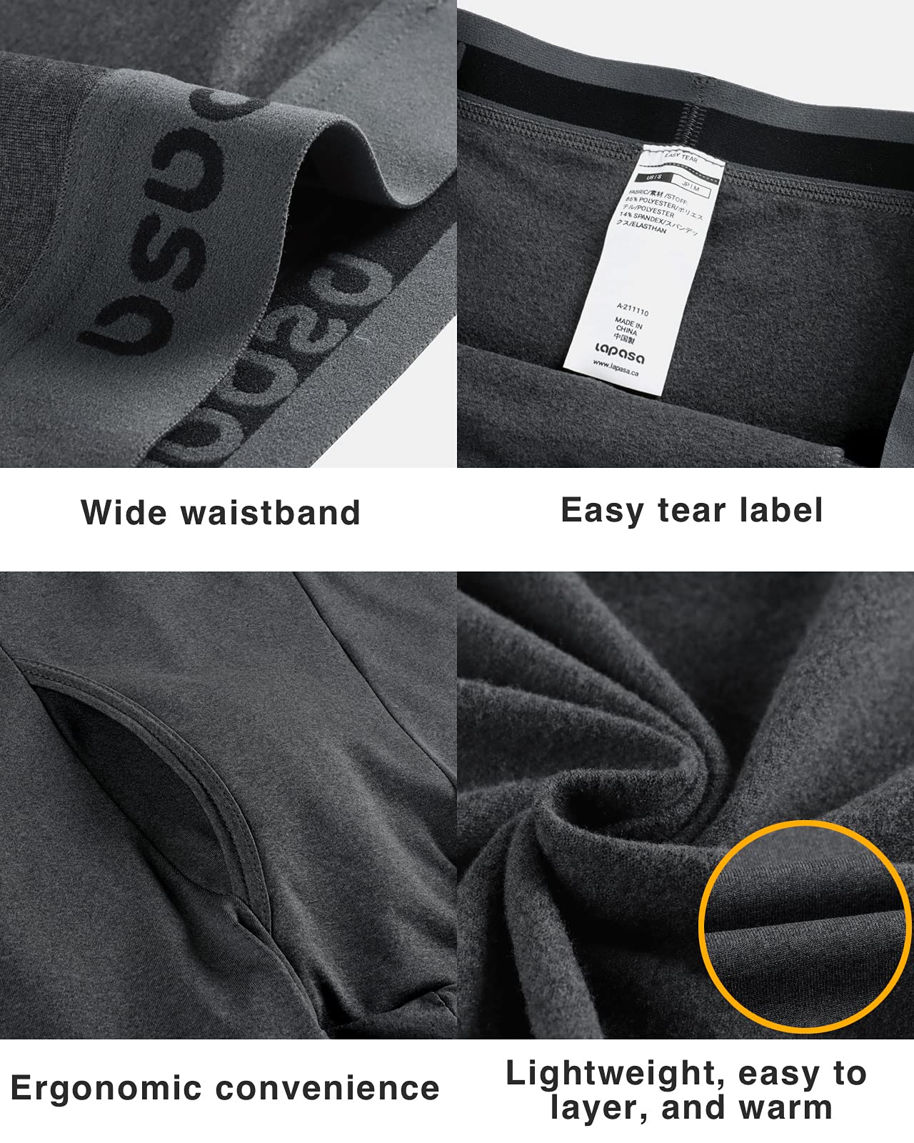 LAPASA Pacco da 2 o 1 Calzamaglie Termica Uomo Fodera in Pile Medio/Pesante Pantaloni Termici Sportivi Strato Base Biancheria Intima Leggings Caldi M10/M25/M56