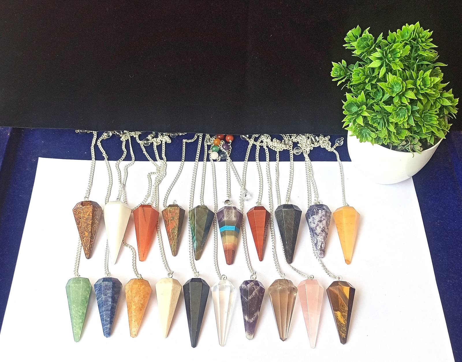 GEMSCITE Muchos péndulos de piedras preciosas a la moda, poderosos meditación psíquicos, éxito, regalo, Fengshui, prosperidad, salud, riqueza, reiki, radiestesia, energía, bienestar, cristal,