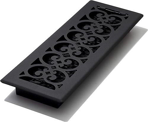 Decor Grates ST414 - Registro de piso de la colección clásica con un diseño decorativo pintado, de 4 x 14 pulgadas