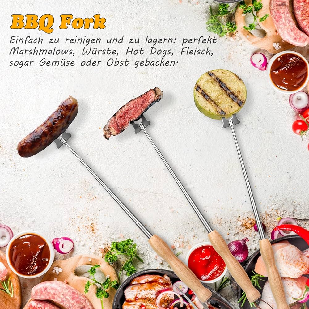 16,5 Tum/42 Cm Platta Kebabspett Grillspett I Rostfritt Stu00e5l Med Tru00e4handtag Platta BBQ-spett I