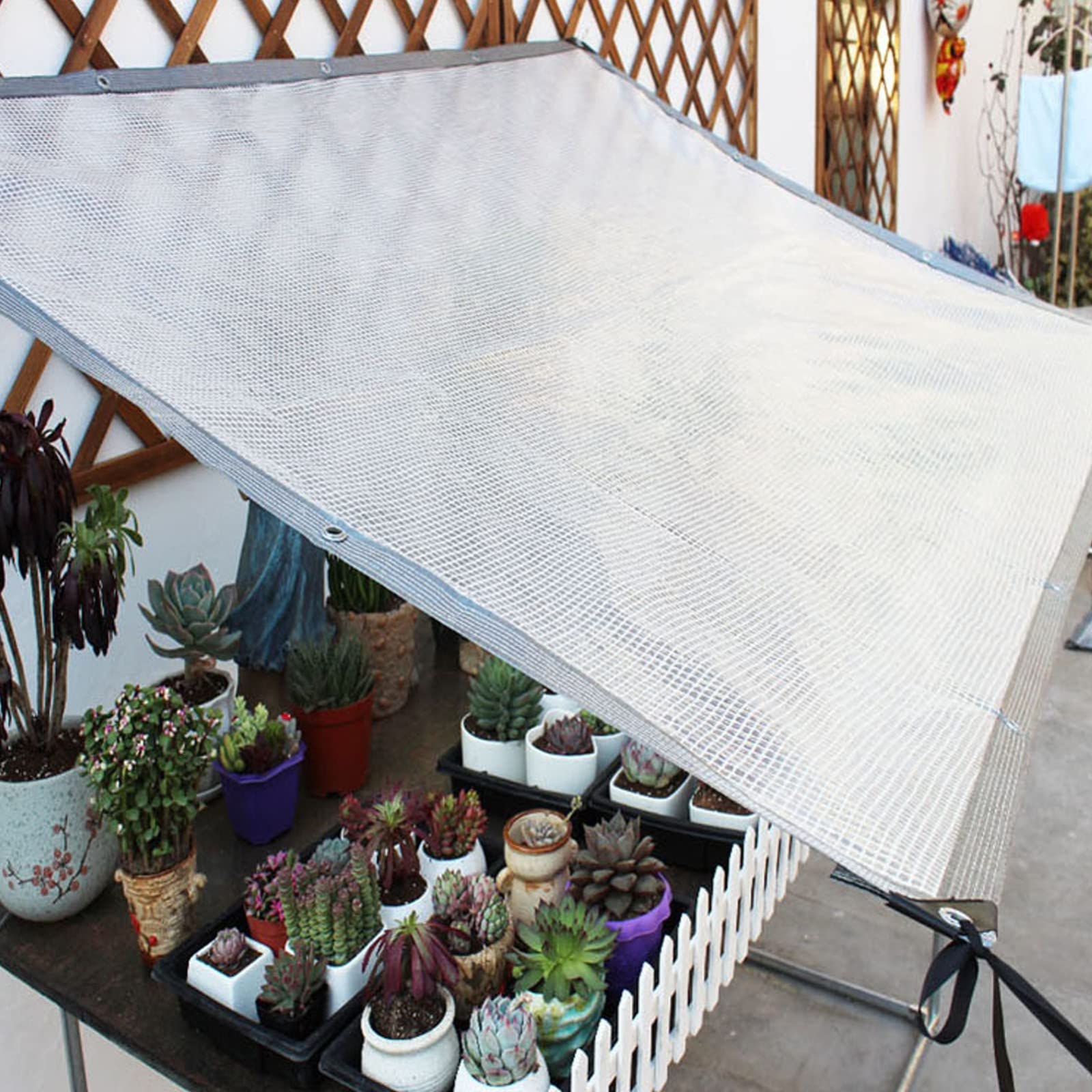 Garten Schattierungsnetz Schattiernetz, weiß Schattennetz, 50% UV-Beständiges,mit Ösen,für Garten/Pflanze/Gewächshaus/Scheune/Außen/Hof/Dach(Size:2 * 2m)