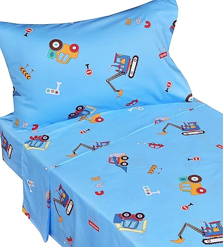 J-pinno Space Planet Rocket - Juego de sábanas de 3 piezas de 100 algodón de dibujos animados para niños y niñas sábana encimera y funda de