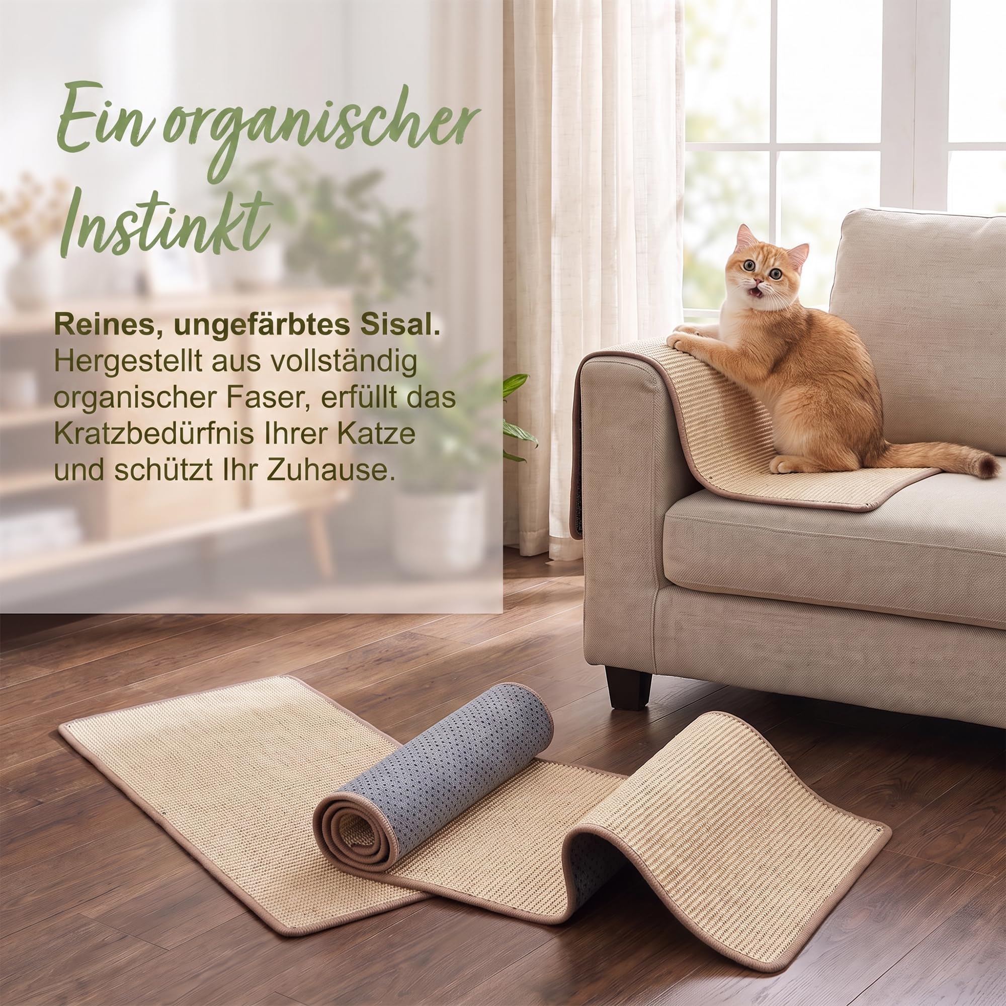 2 alfombrillas para rascar gatos, 40 x 100 cm, de sisal natural, para sofá, muebles y paredes