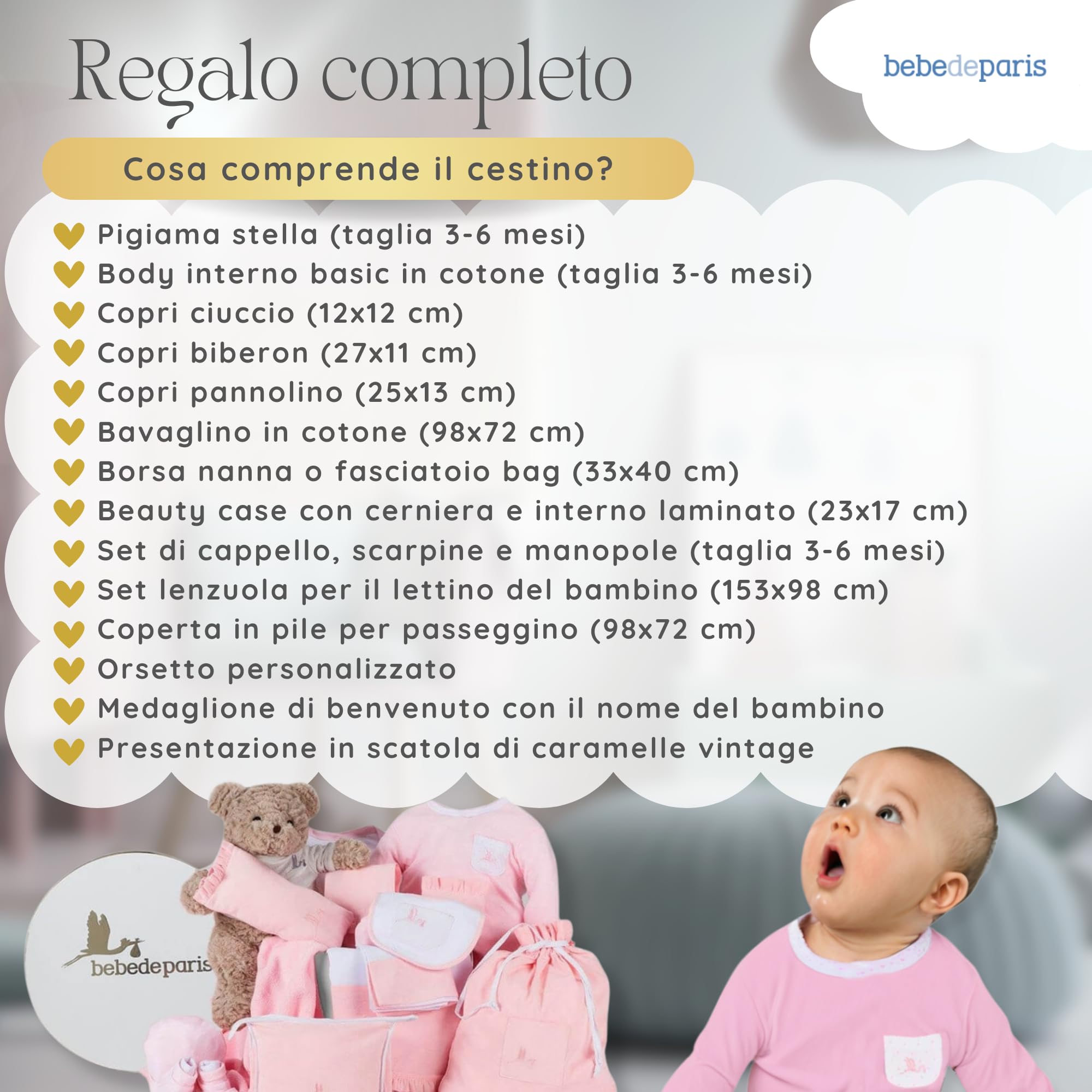 Regalo Neonato Maschio Femmina | Presentato in una scatola molto elegante | Regalo classico Completo per neonato dalla taglia 3 ai 6 mesi | (Rosa)