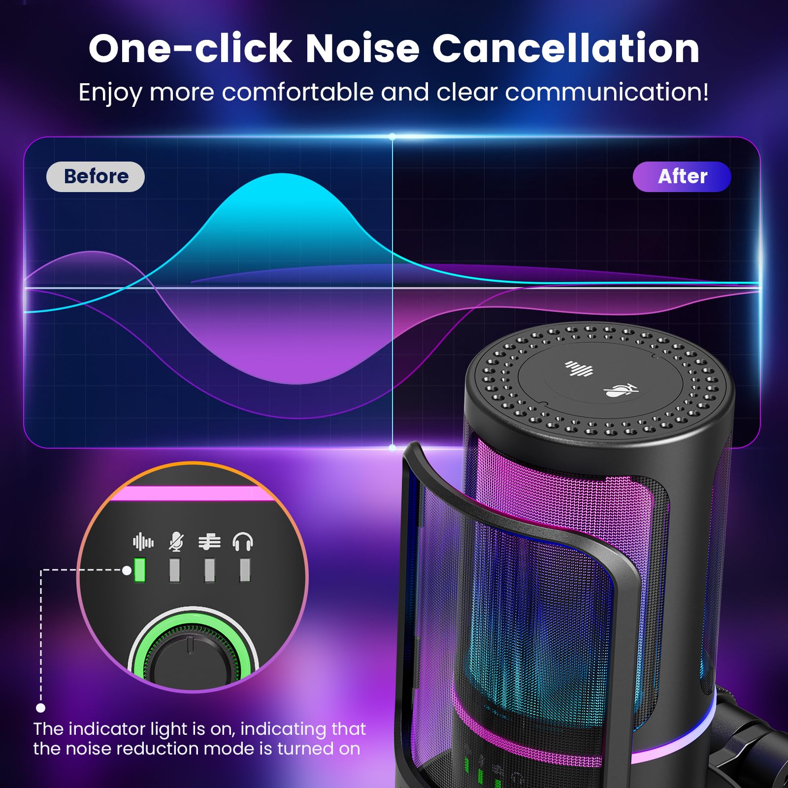 SINWE Microfono da gioco con cancellazione del rumore e controllo del guadagno - Micro USB PC per streaming, giochi, podcast, PC, PS4 - Include filtro anti-pop, supporto antiurto, silenziatore veloce