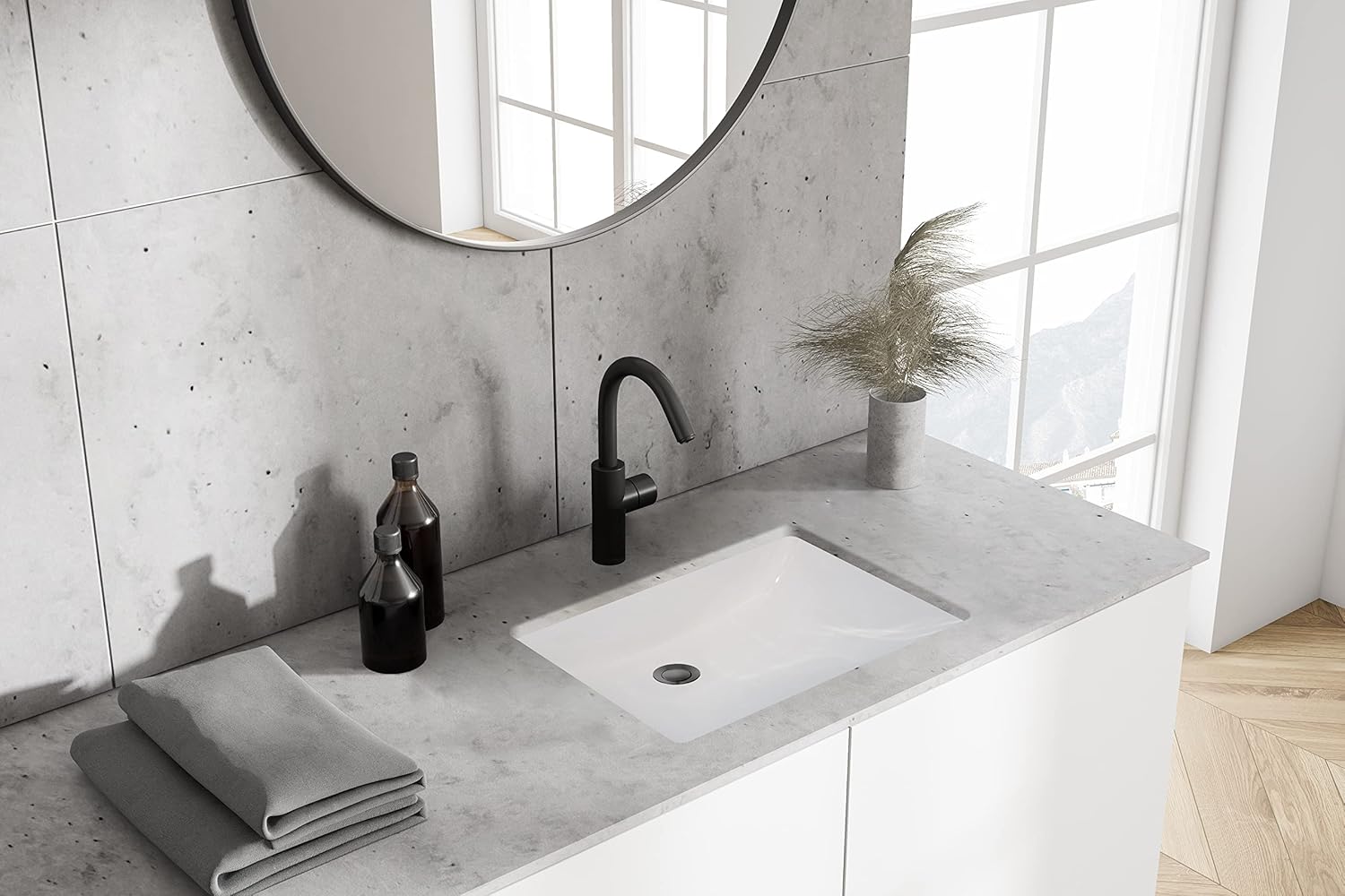 Sky Undermount Bathroom Sink Vanity, Square, 18x13" Bathroom Sinks