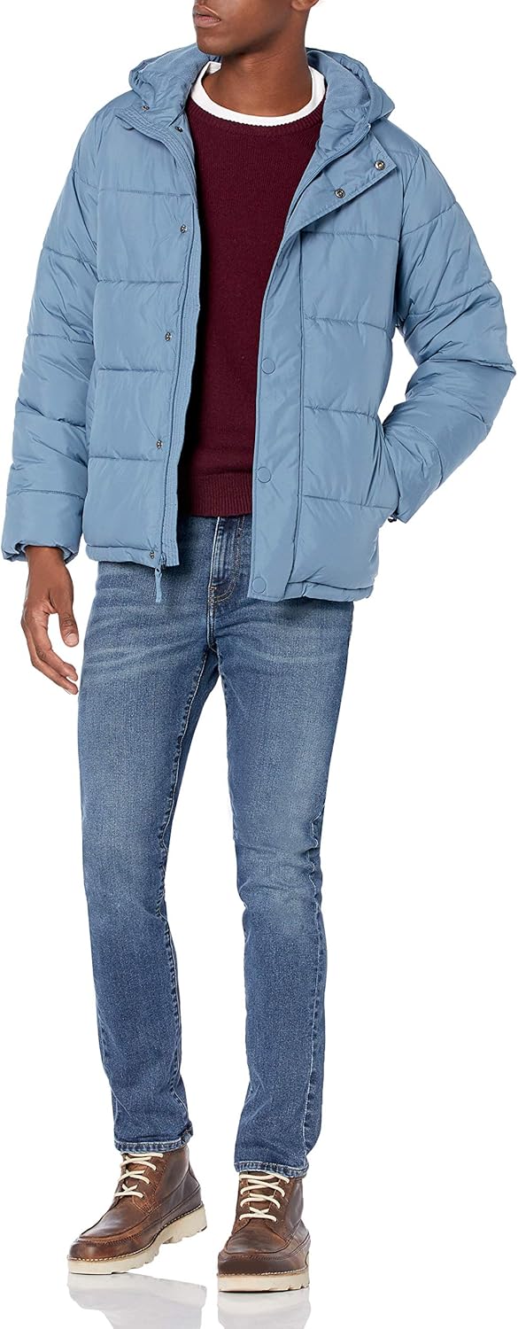 Amazon Essentials Men's Heavyweight Hooded Puffer Coat XX-Large Light Blue
