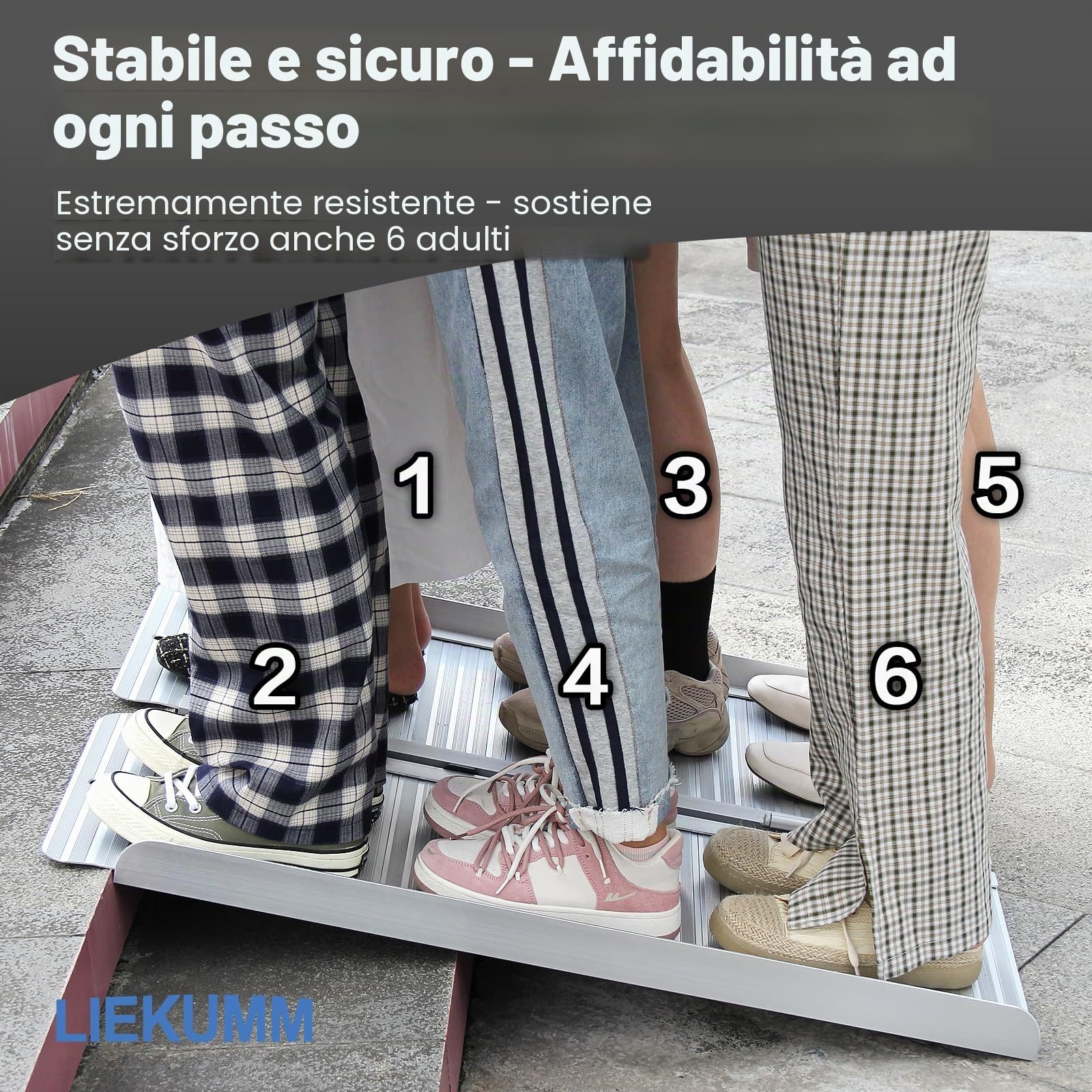 LIEKUMM, rampa pieghevole per sedia a rotelle, 120 cm, per casa, gradini, scale, handicap, porte, per diversamente abili, per porte, per fino a 300 kg (MR607-4)