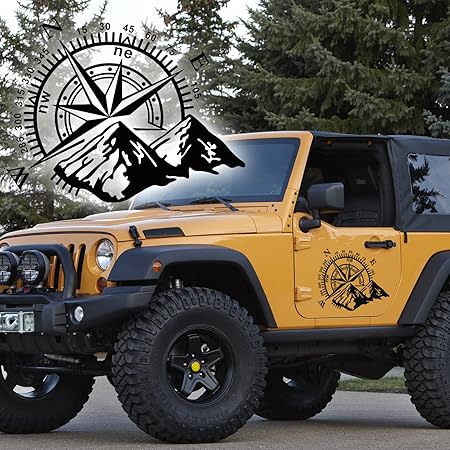 Autocollant Vinyle Boussole - Logo Aventure Pour Voiture, Van, Camping-car, Personnalisable Couleur