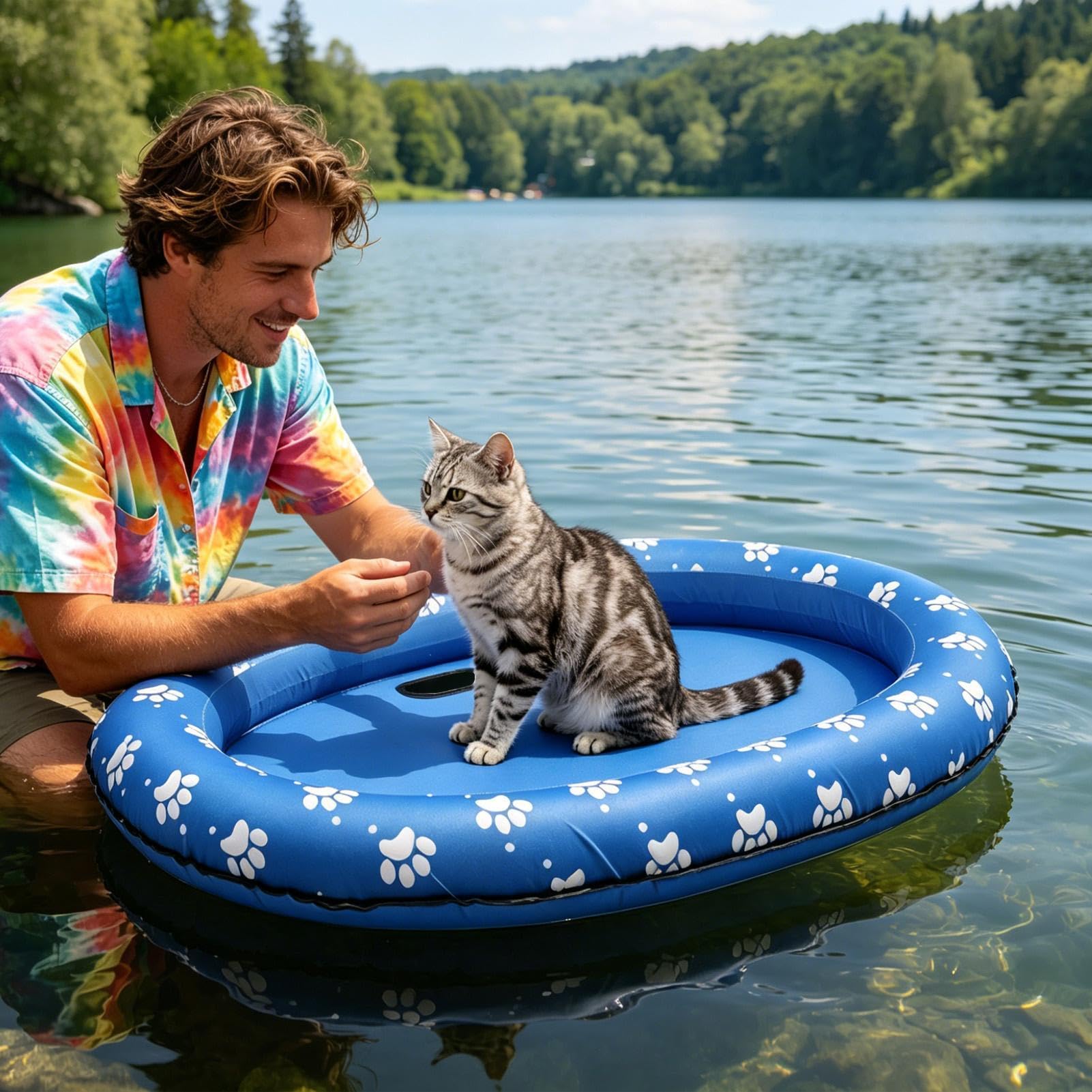 Generisch Hund Pool Float | Mit Ablaufloch Schwimmspielzeug Für Haustiere,Sommerlicher Wasserpool-Float Spaß | für kleine mittlere große Hunde Katzenwelpen Outdoor Garten Terrasse Park See