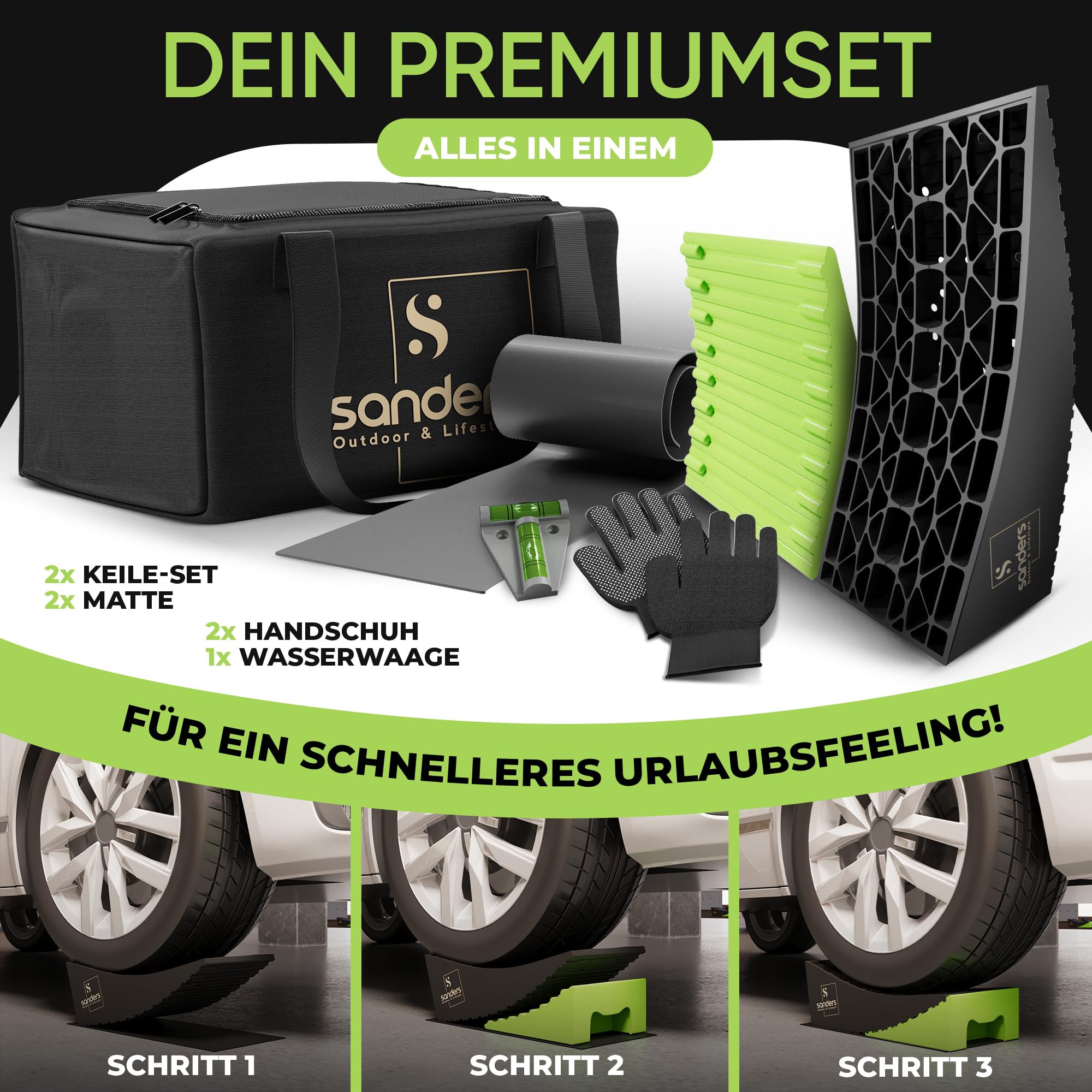 Cunei Per Camper MaxEarn - 2 Pezzi, Portata 3 Tonnellate, Con Tappetini Antiscivolo E Custodia - Foto 12