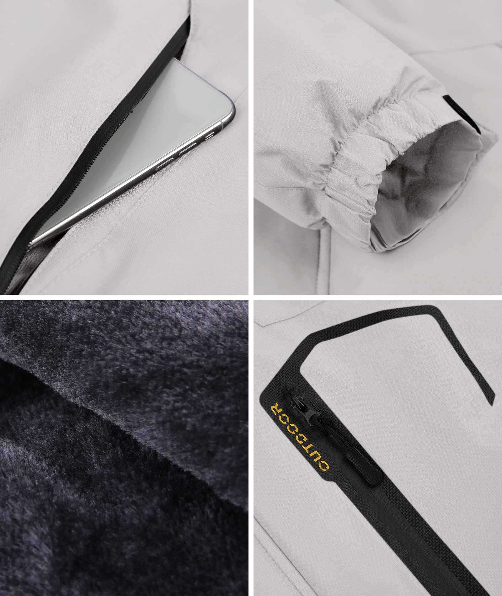 SwissWell Giacca da sci da uomo Giacca in pile spesso impermeabile Giacca a vento foderata calda Giacca con cappuccio staccabile con tasche multiple