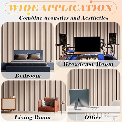 Miniatura 7 de Paquete de 12 paneles acústicos grandes para pared, paneles acústicos autoadhesivos insonorizados de 16 x 12 x 0.4 pulgadas, tratamiento acústico