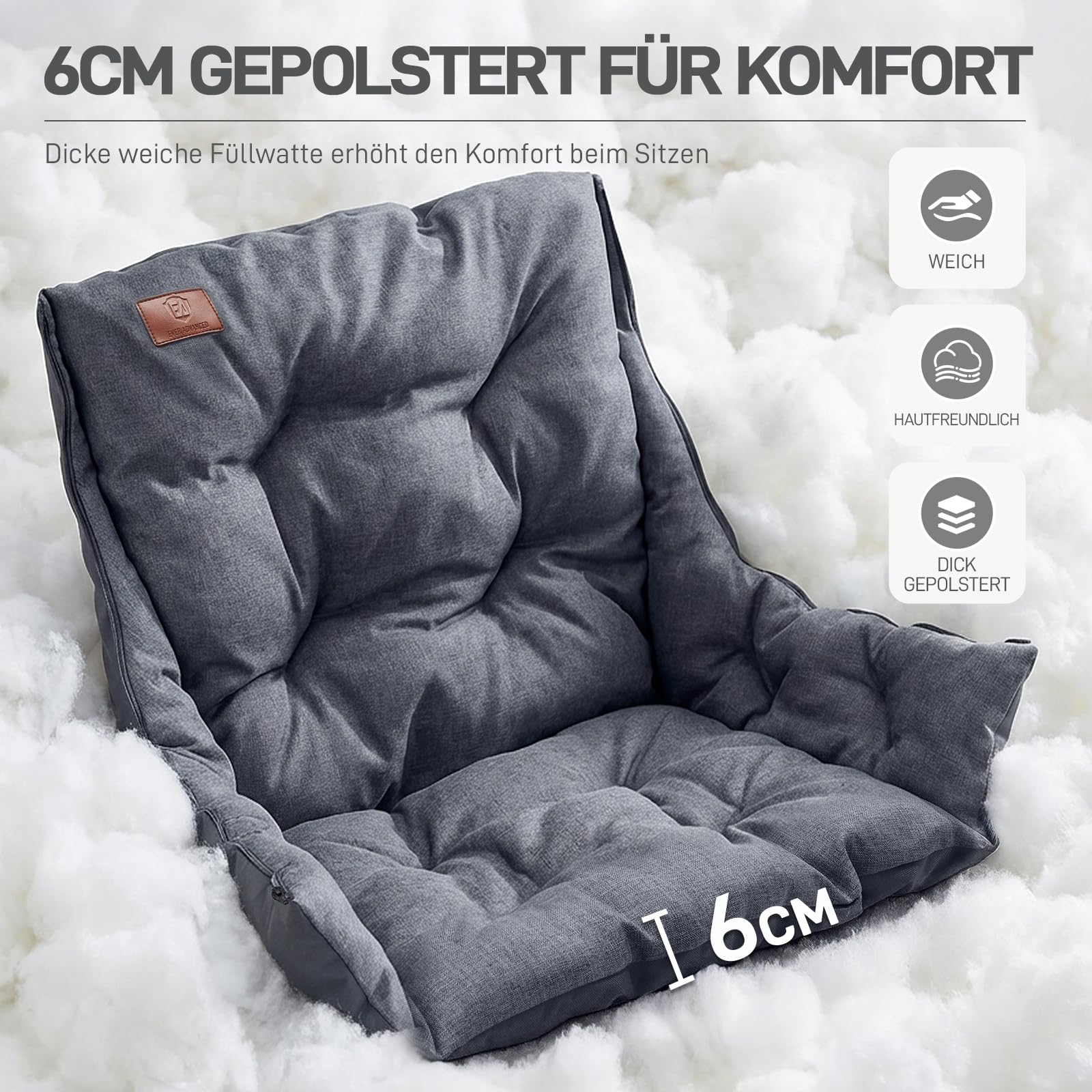 EVER ADVANCED 2-in-1 Campingstuhl Faltbar 180kg Belastbar mit Abnehmbarer 6cm Polsterung für 4-Jahreszeiten Komfort, Klappstuhl Inkl. Kühltasche & Getränkehalter, Perfekt für Camping, Angeln, Vanlife