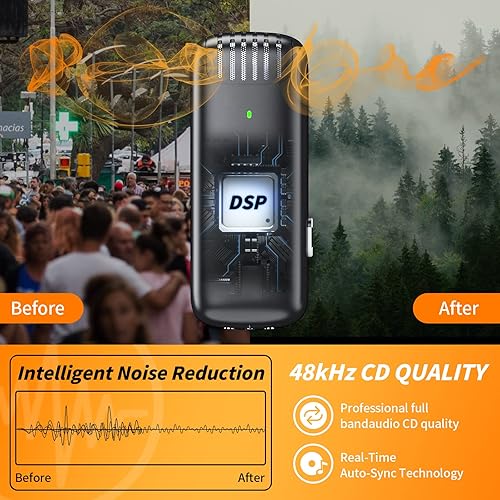 Miniatura 3 de Leereel Paquete de 2 micrófonos de solapa inalámbricos para iPhone iPad, micrófonos de solapa Plug-Play con estuche de carga para grabación de