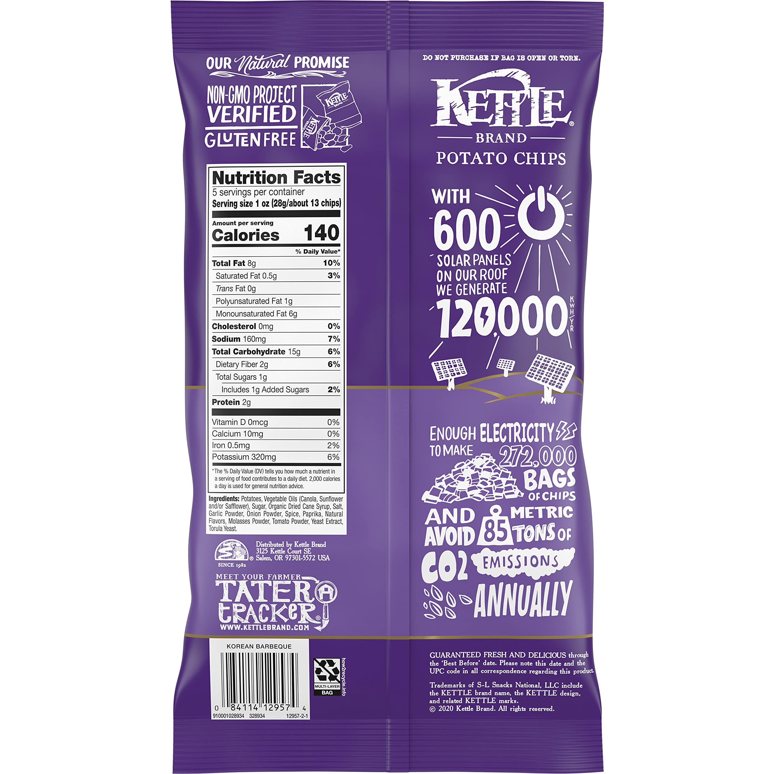 Kettle Brand Potato Chips, Korean Barbeque Kettle Chips, 5 Oz Buy Online in United Arab