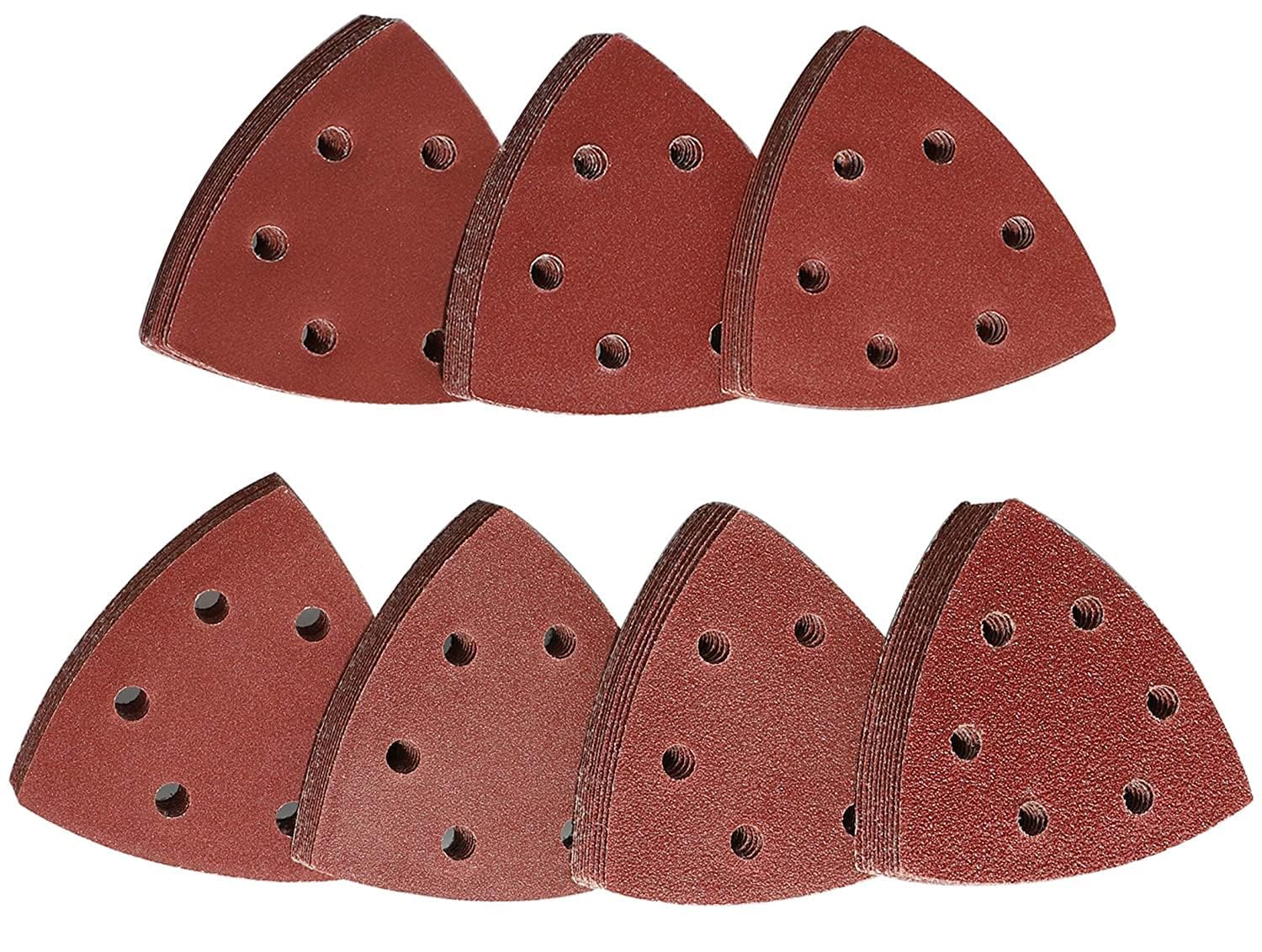 Delta-Triangles de Ponçage 70 Pièces Mixpack 10 x Grain 60/80/120/180/240/320/400, 93 x 93 x 93 mm