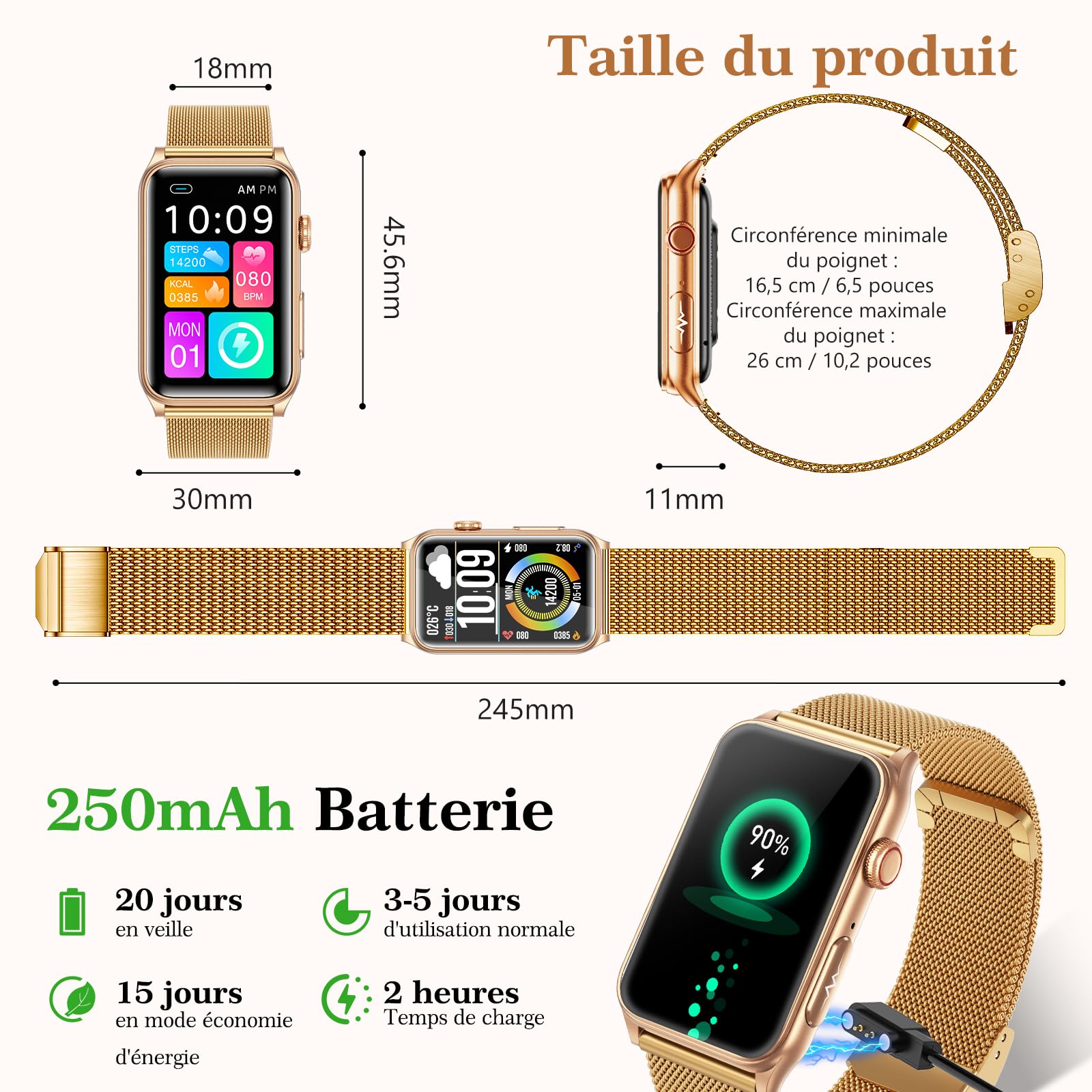 Marsyu Montre Connectée Homme Femme avec ECG/HRV/IMC, Tension Artérielle