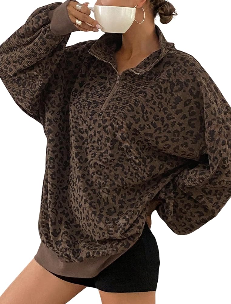 ZAFUL Womens Oversized Sweatshirts Casual Pullover Half Zip