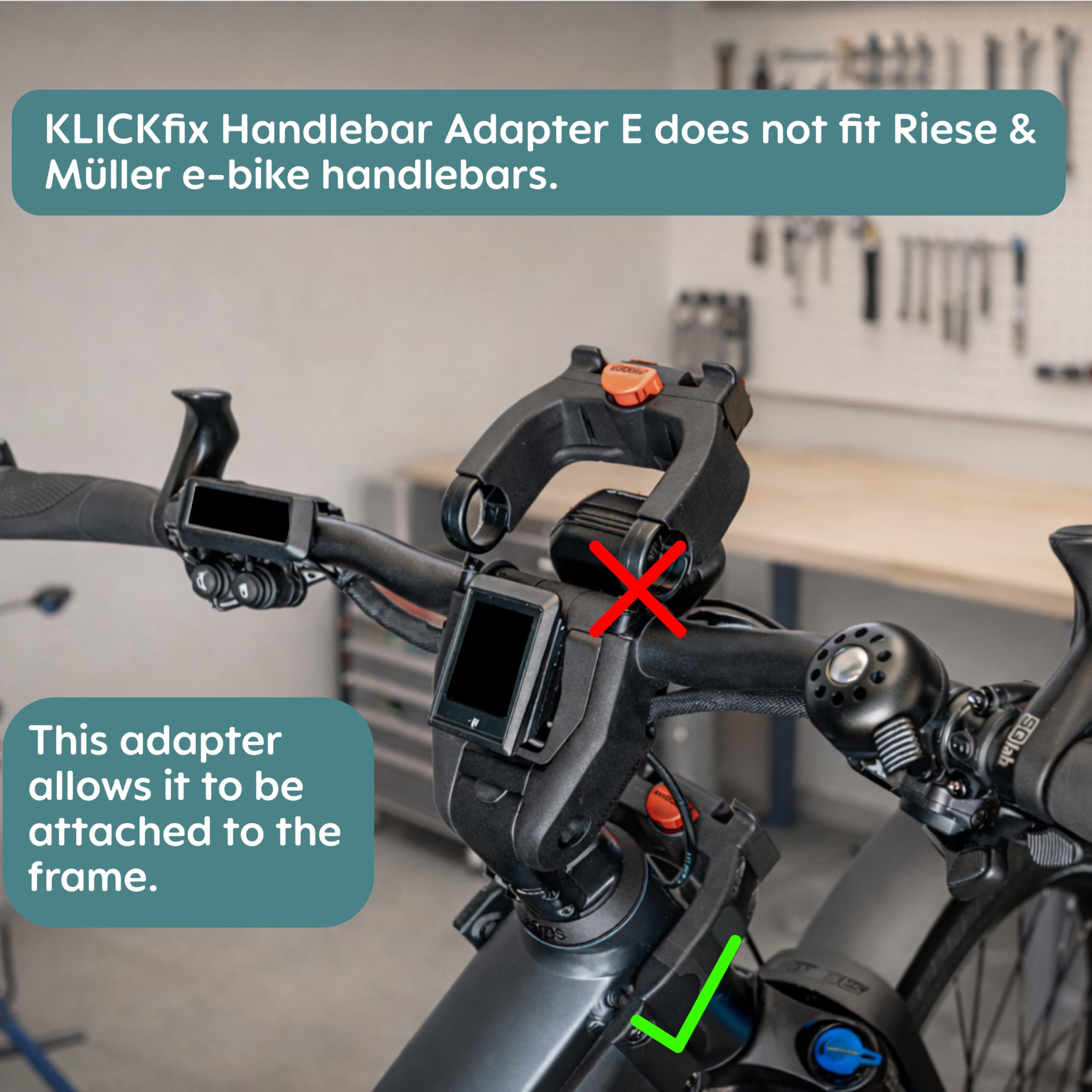 Adapter do rowerów Riese & Müller - Adapter Klickfix do kierownicy E, prosty montaż na rowerze, akcesoria