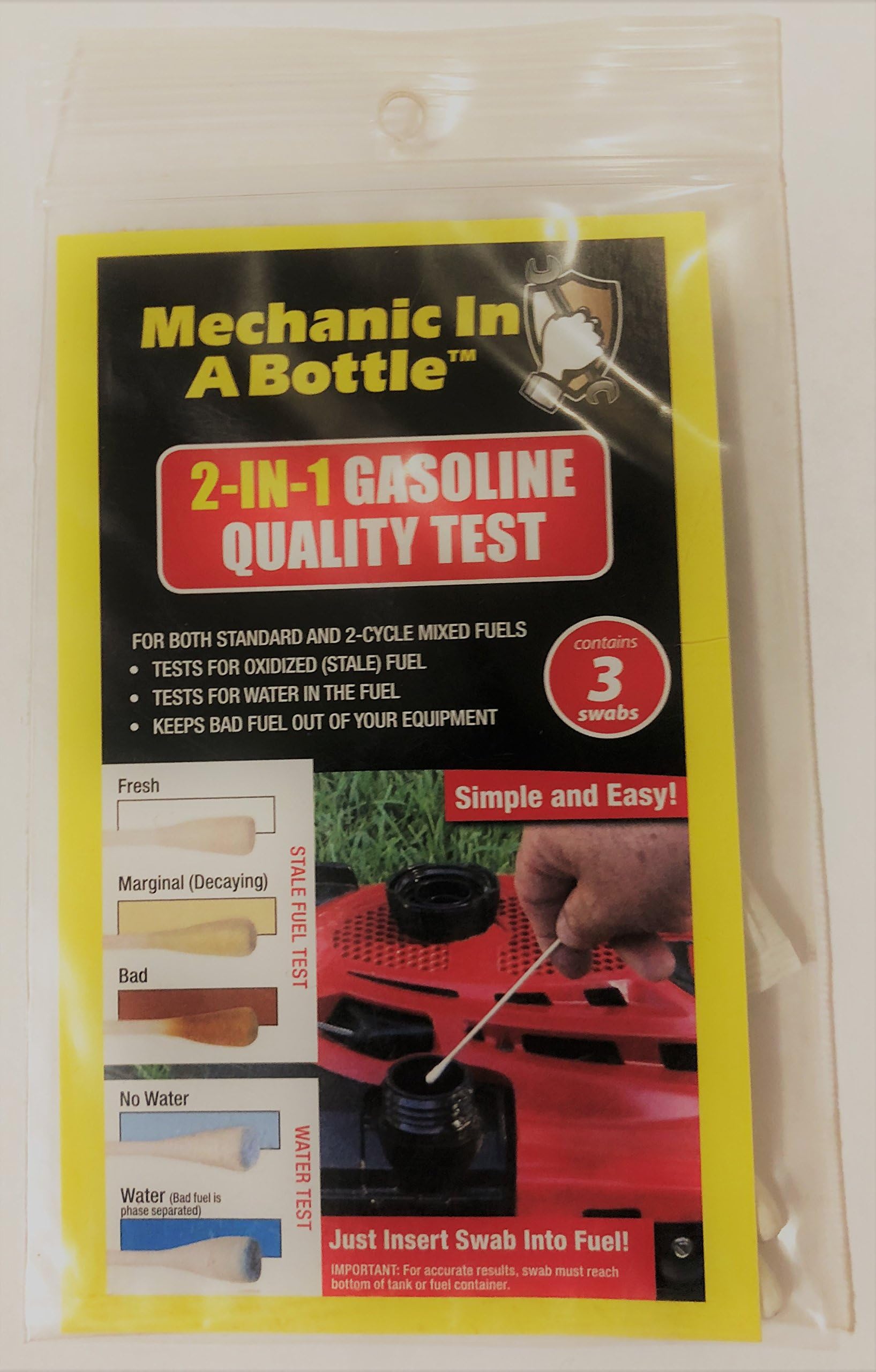 B3C Fuel Solutions Mechanic in a Bottle Gas Test Swabs, 3 Swabs 7-903-12-1 Each