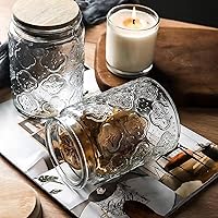 Vista 7 de Tarros de almacenamiento de vidrio con tapa hermética, recipiente de 35 onzas para encimera de cocina con tapa de bambú, azúcar morena, dulces