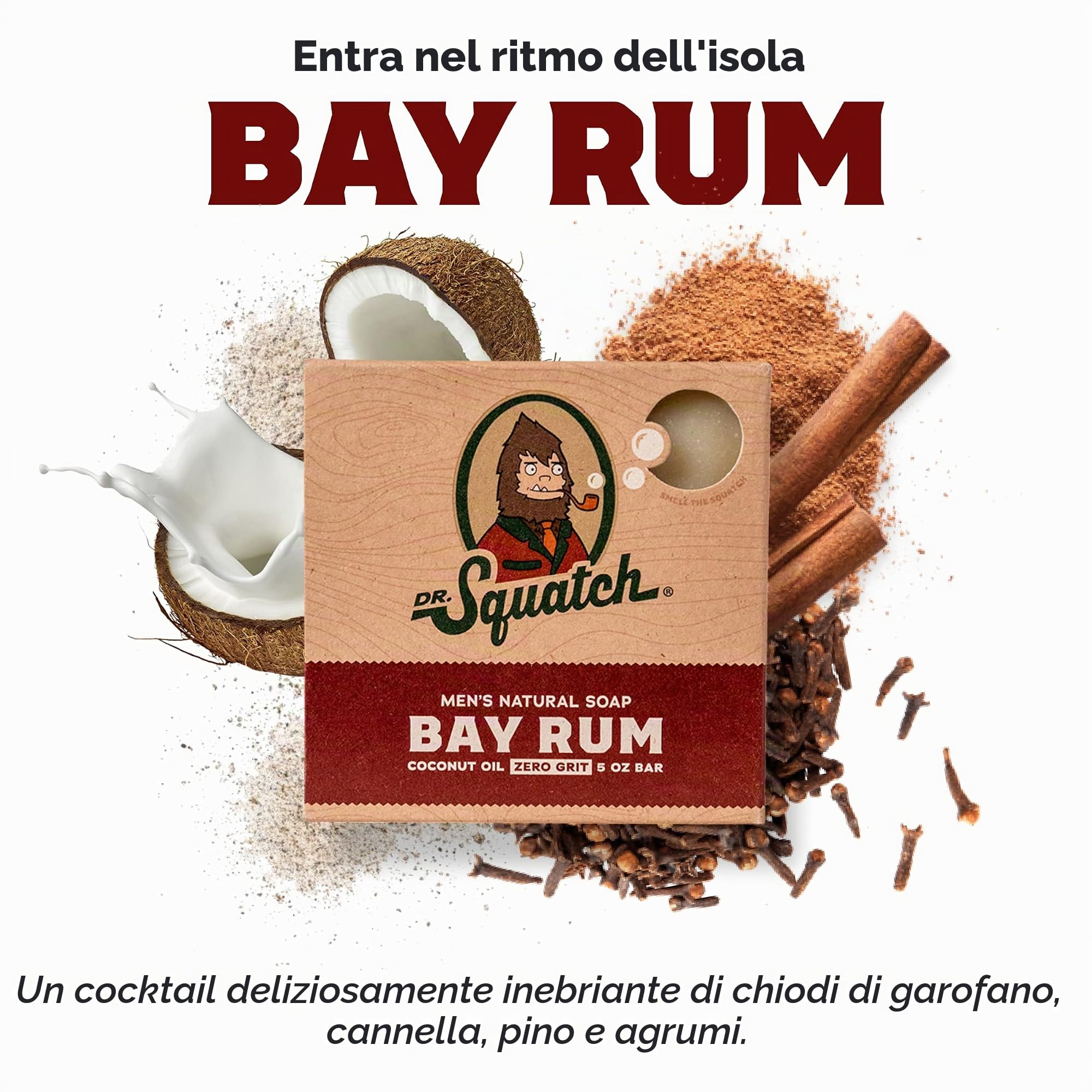Dr. Squatch Sapone naturale per uomo, confezione da 3 con diverse varietà, Bay Rum, Cool Fresh Aloe & Pine Tar