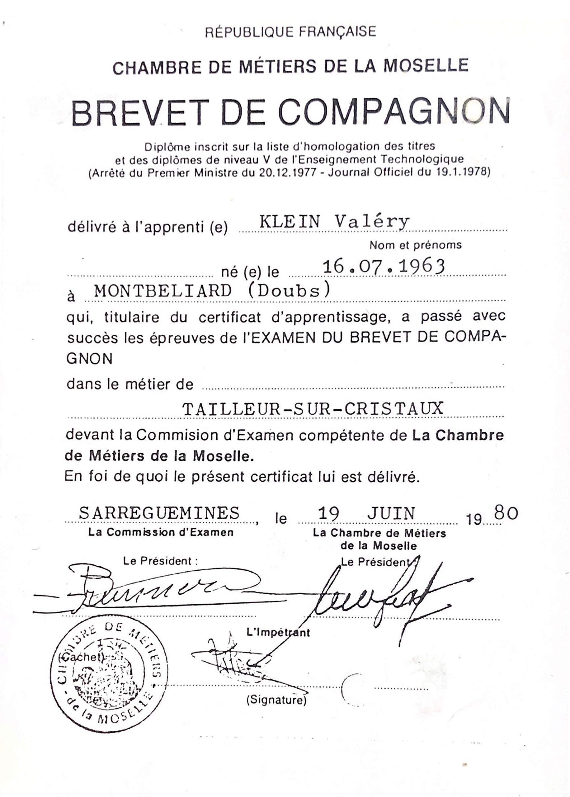 6 Copas de Agua y Vino de Cristal - Service Oenologue (38 cl) - Artisan du Cristal - Caja de regalo - Firmado : Klein 54120 Baccarat France