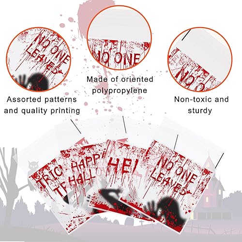 Miniatura 3 de Whaline 320 bolsas de regalo transparentes autoadhesivas para Halloween, bolsas de regalo de plástico con fantasmas sangrientos, bolsas de dulces
