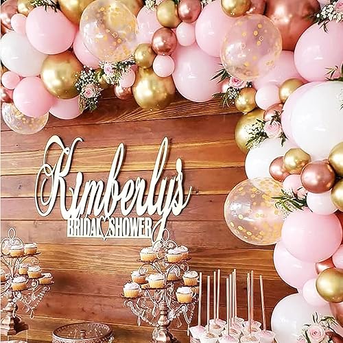 Miniatura 5 de Kit de guirnalda de arco de globos de 142 piezas, globos de confeti rosa dorado rosa y blanco para cumpleaños, baby shower, Navidad, novia,