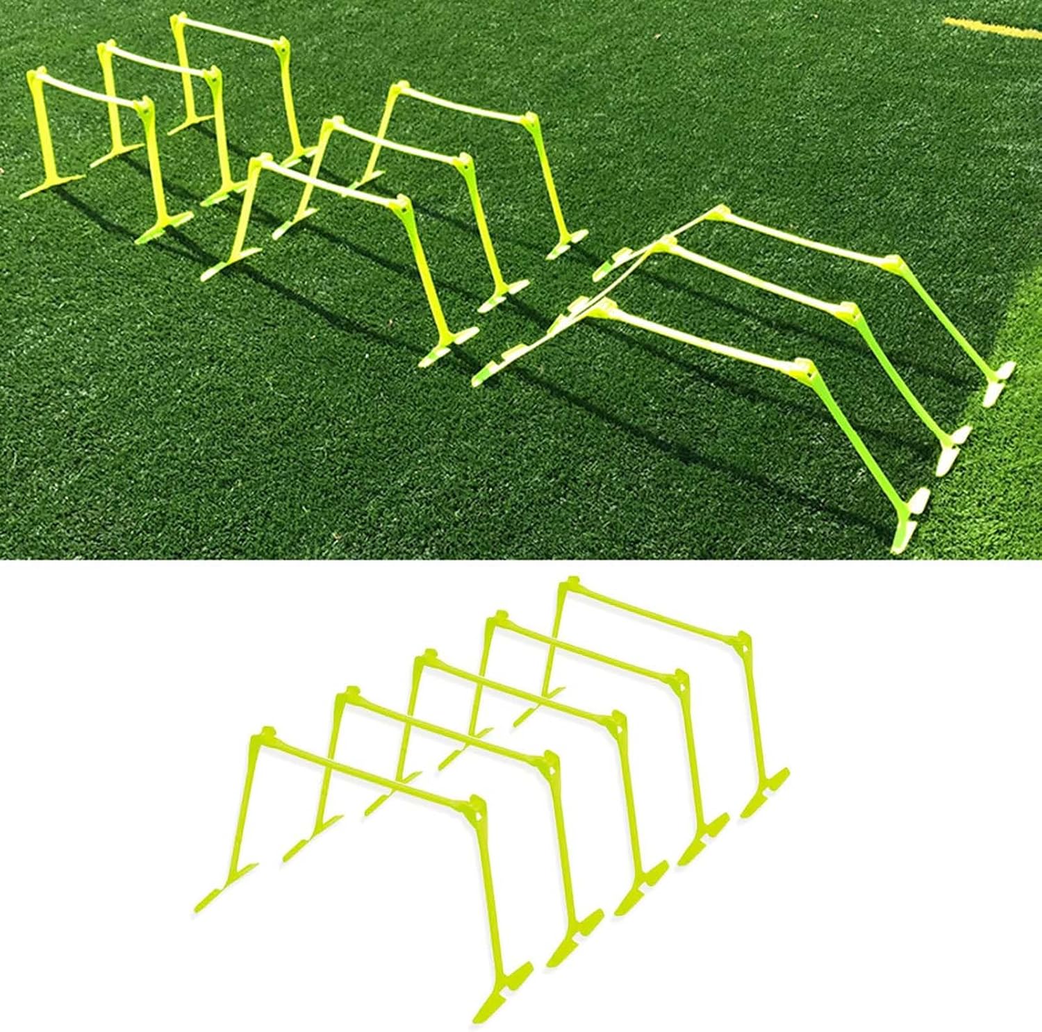 CMYUN School Small Agility Hurdles Set - 5/10 Pcs Adjustable Hurdles for Track ＆ Field, Athletes Football Training Equipment with Handle, for Home Gym(5pcs)