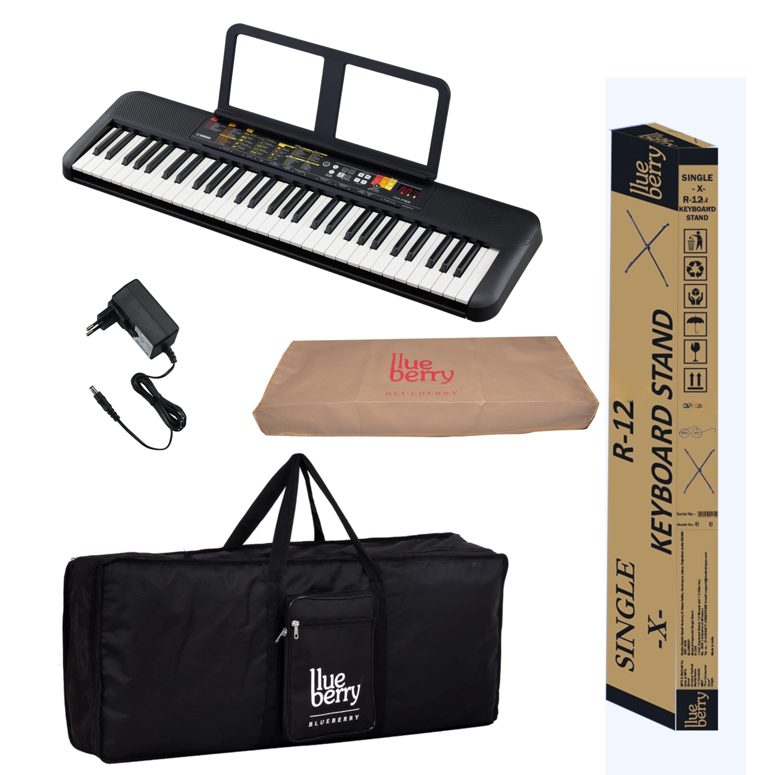 Yamaha PSR-F52 Digital Keyboard (61 Keys) With Blueberry Dust Cover,KB-40 Black Bag and R-12 Stand (Black)-image-40
