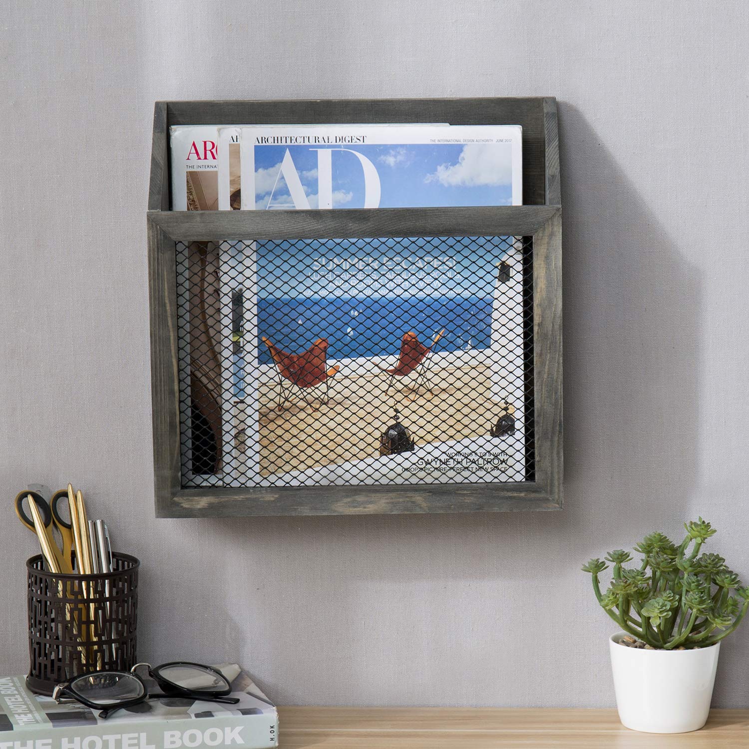 マガジンラック Vintage magazine holders Amazon.com: MyGift Rustic Magazine Holder Vintage Gray Wood and