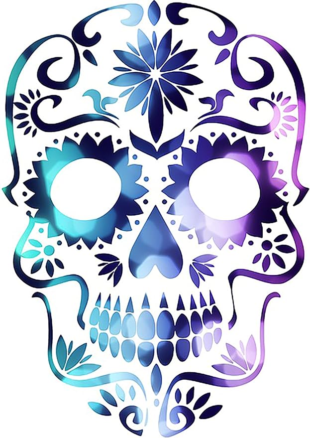 Day Of The Dead, Sugar Skull, Skull, Iron On Heat Transfer, T-Shirt Iron On, DYI Iron On Transfer #20 (Dark Color Fabric Transfer)