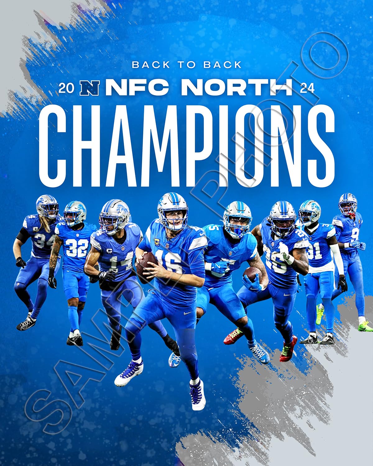 SPORTSPHOTOSUSA 2024 Detroit Lions Back To Back NFC North Division Champions 8x10 Team Composite Photo-image-16
