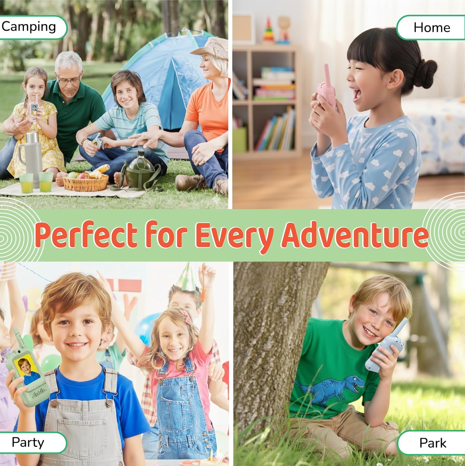 LEENK Kids Video Walkie Talkies – 2 Separate Color Sets (Blue/Green + Pink/Blue), 4 Units Total