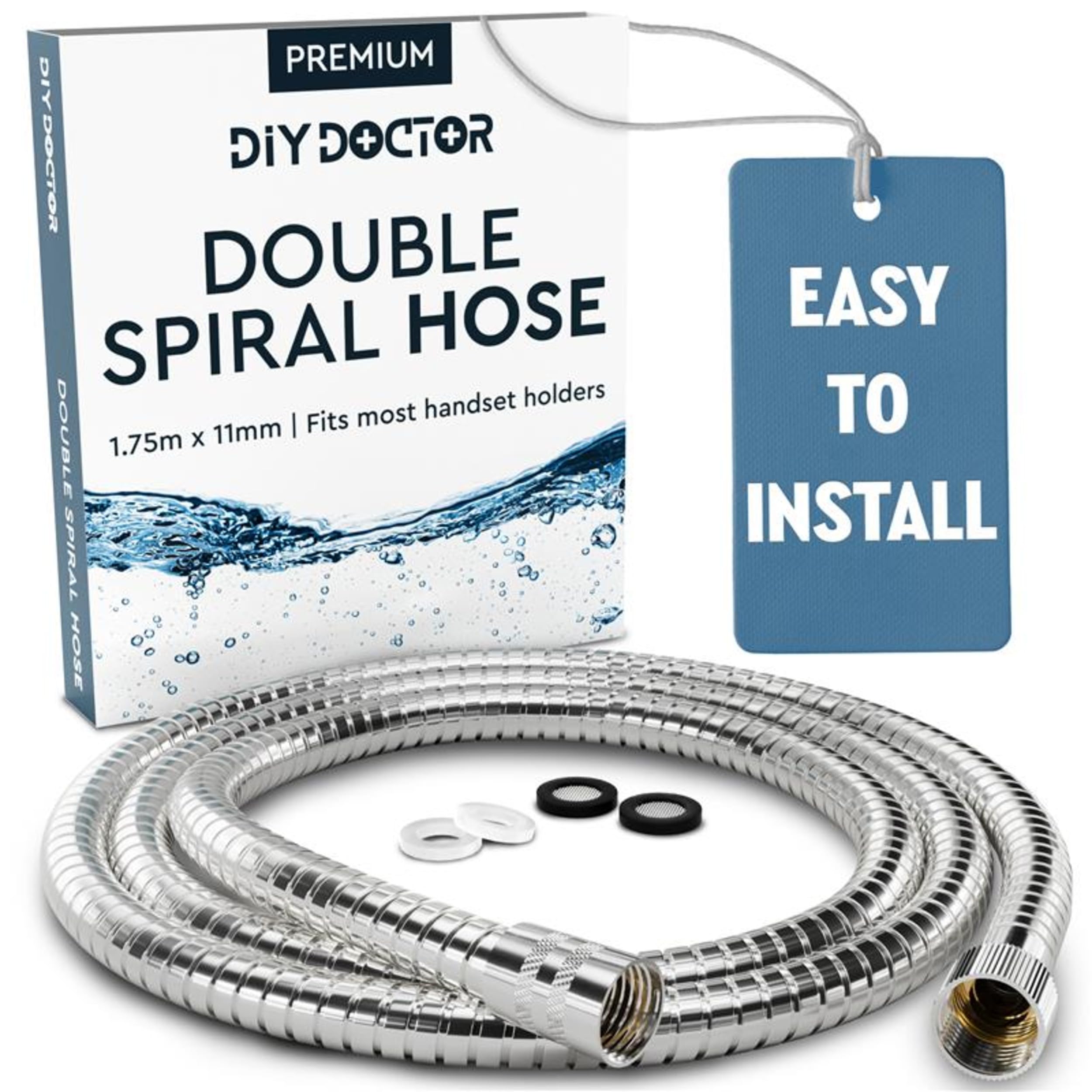 Cleafe - Tubo Doccia Flessibile 1.8metri Nero Opaco 180cm Bagno Laccio Doccetta Box 87288 83623534 - Foto 7