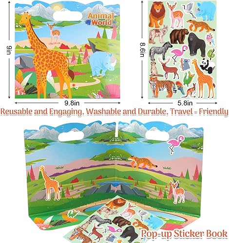 Miniatura 4 de SHANGRLA Adhesivo hinchado reutilizable para niños pequeños  Edades 2-4, 3-5  Libro de actividades de calcomanías para niños y niñas de 1-3, 4-8