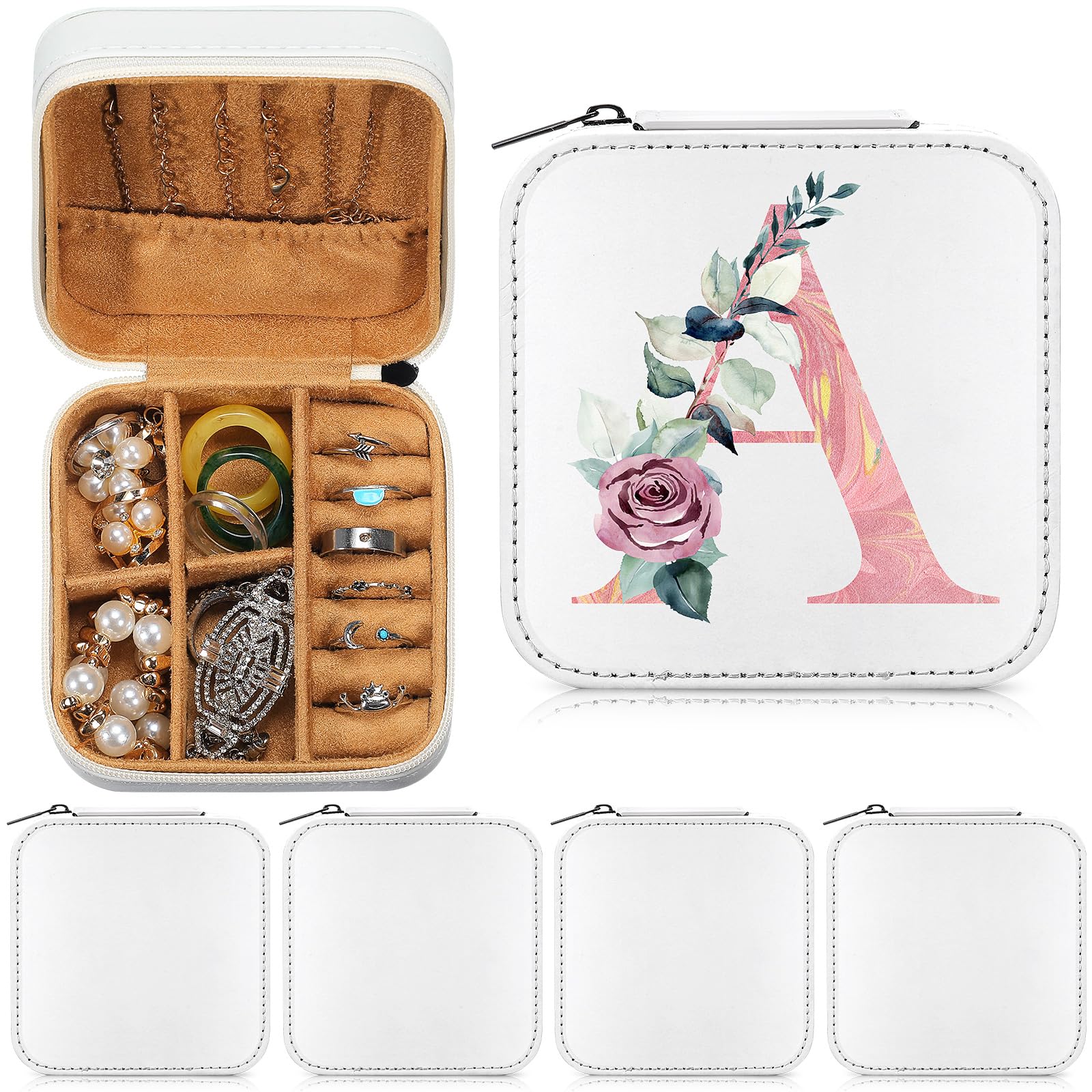 Tondiamo 6 Stück Sublimationsreise-Schmuckkästchen, kleine Reise-Schmuckschatulle, tragbarer Schmuck-Organizer für Reisen, Geschenke für Frauen, Mädchen, Abschlussfeier, Brautjungfer, Hochzeit,