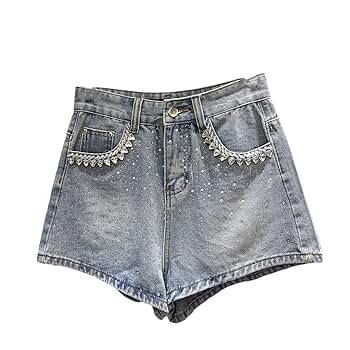 Women's Gradient Denim Shorts Summer Niche Diamond Pocket