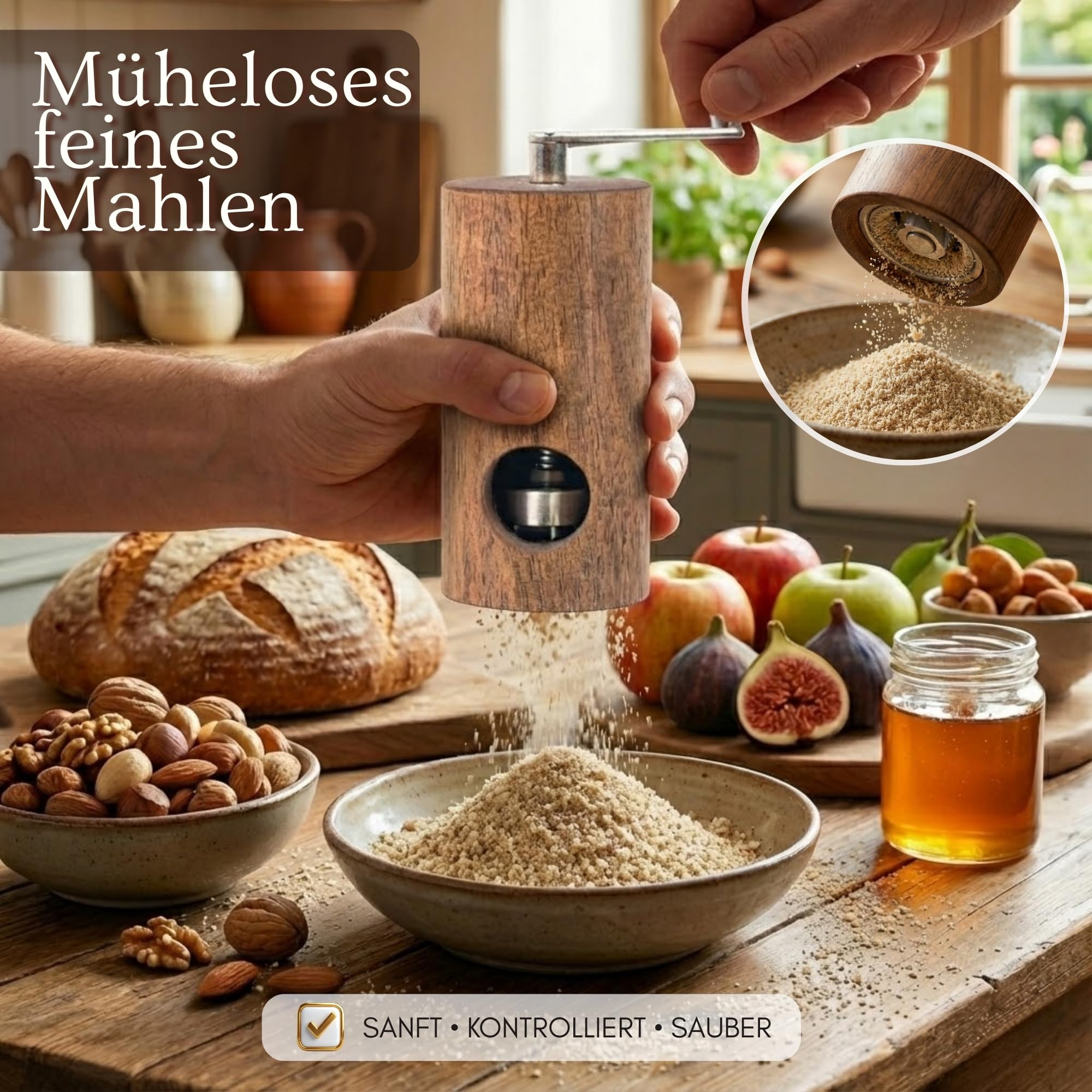 PAVLOVA'S Muskatmühle aus Walnussholz - Handgefertigt in der Schweiz mit Präzisionsmahlwerk - Manuelle Muskatnussmühle für feines Mahlen - Geschenkbox - Limited Edition