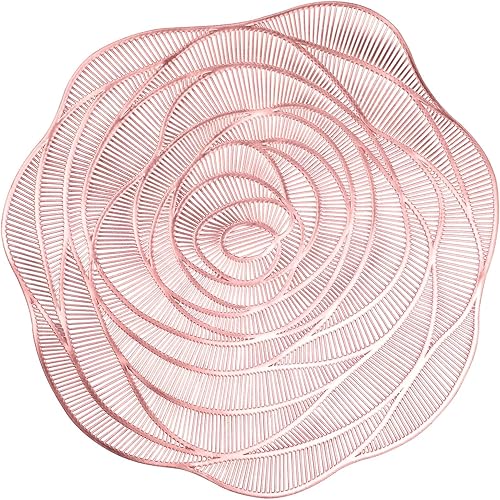 GeeRic Juego de 6 manteles individuales con diseño de rosa de PVC, lavables, resistentes al calor, para decoración de mesa de cocina, fiestas, 15